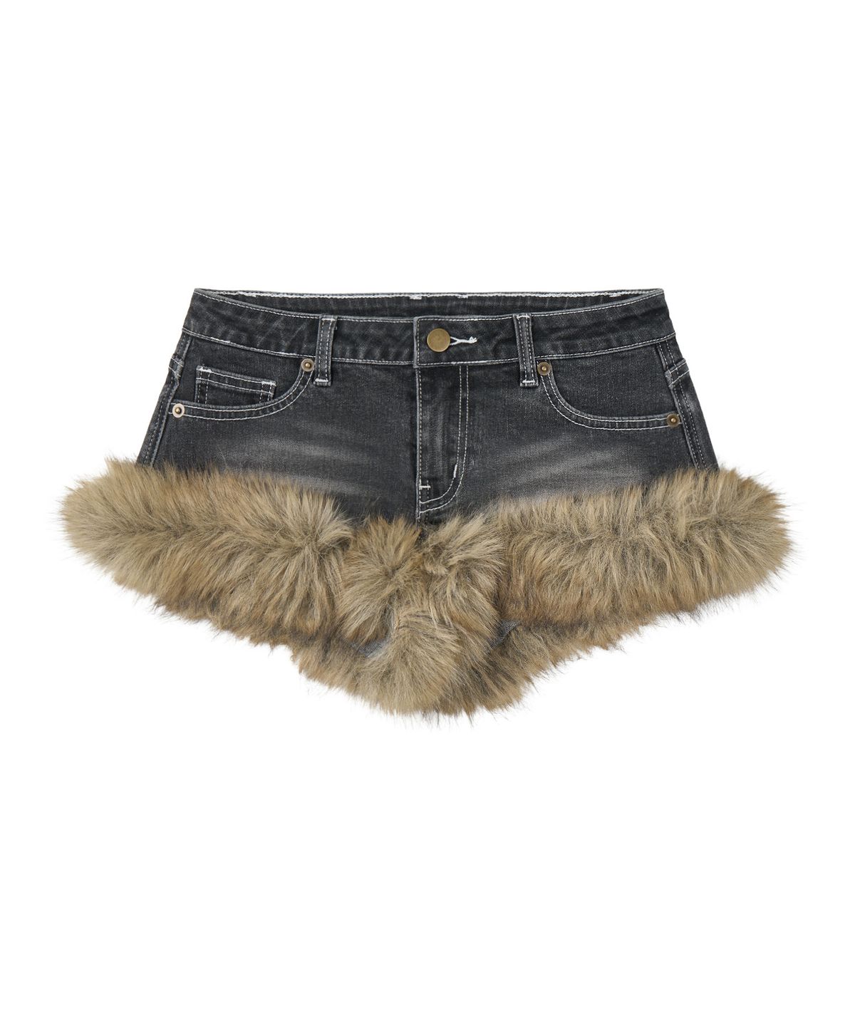 길라아카이브(GILAARCHIVE) FUR DENIM SHORTS_BLACK