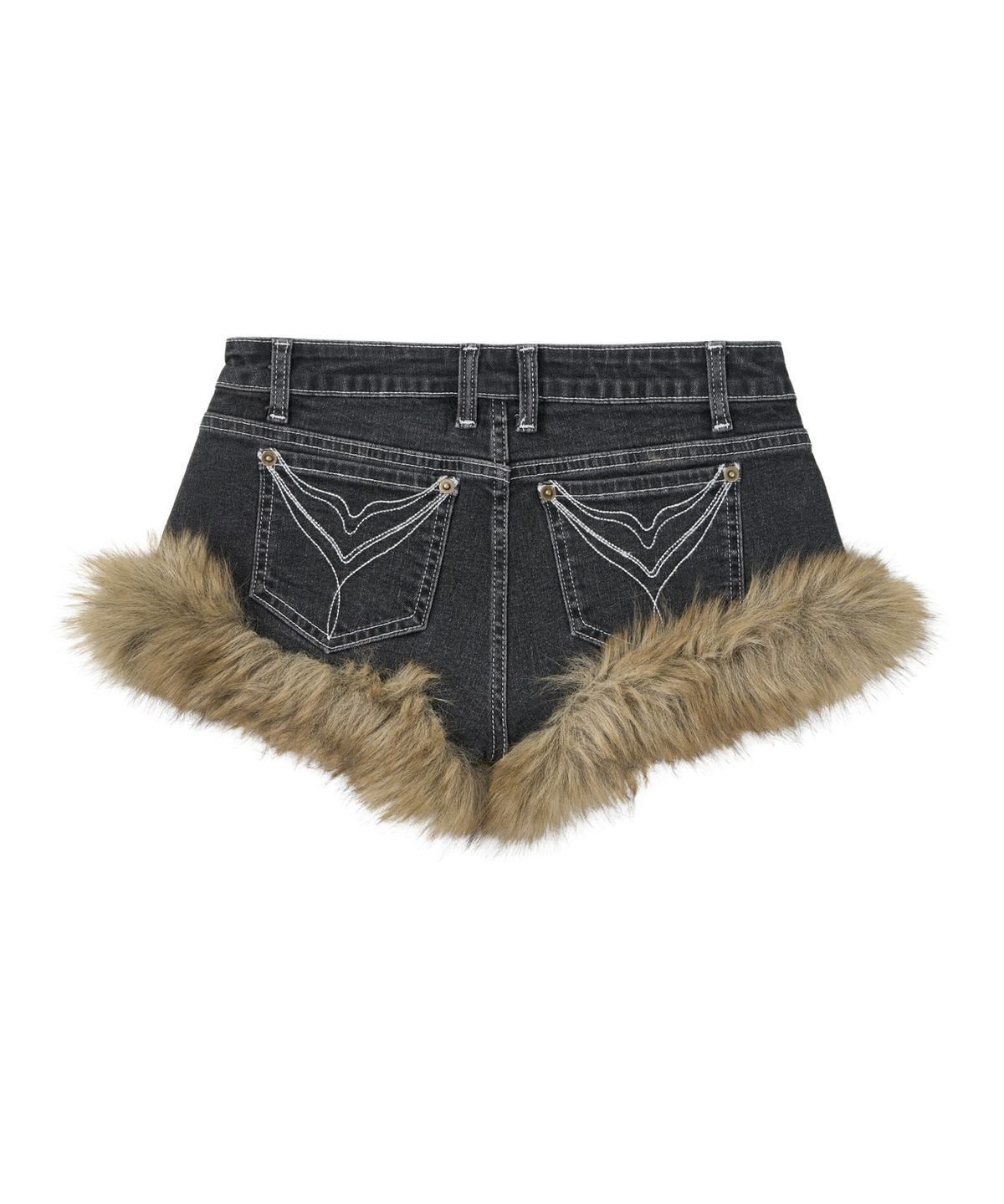 길라아카이브(GILAARCHIVE) FUR DENIM SHORTS_BLACK