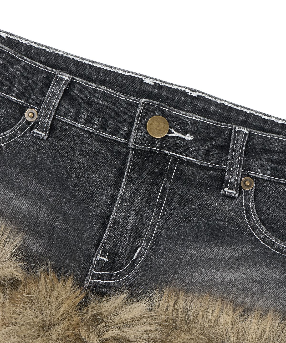 길라아카이브(GILAARCHIVE) FUR DENIM SHORTS_BLACK