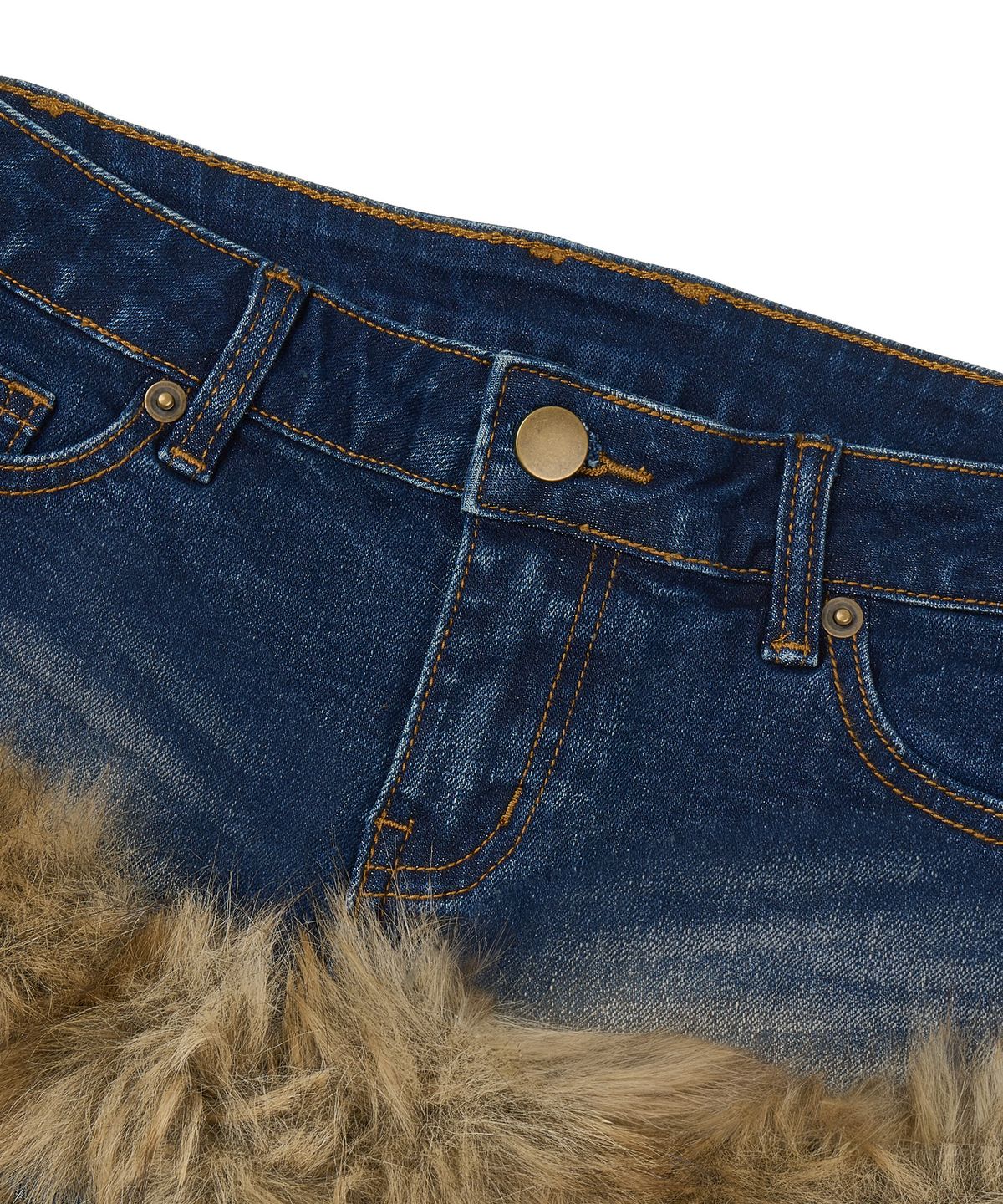 길라아카이브(GILAARCHIVE) FUR DENIM SHORTS_BLUE