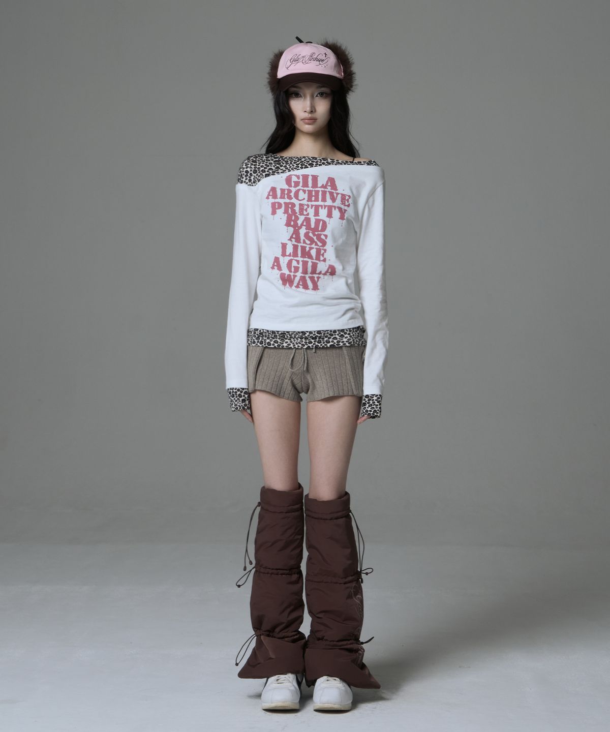 길라아카이브(GILAARCHIVE) LEOPARD LAYERED P.B.A LONG SLEEVE_WHITE