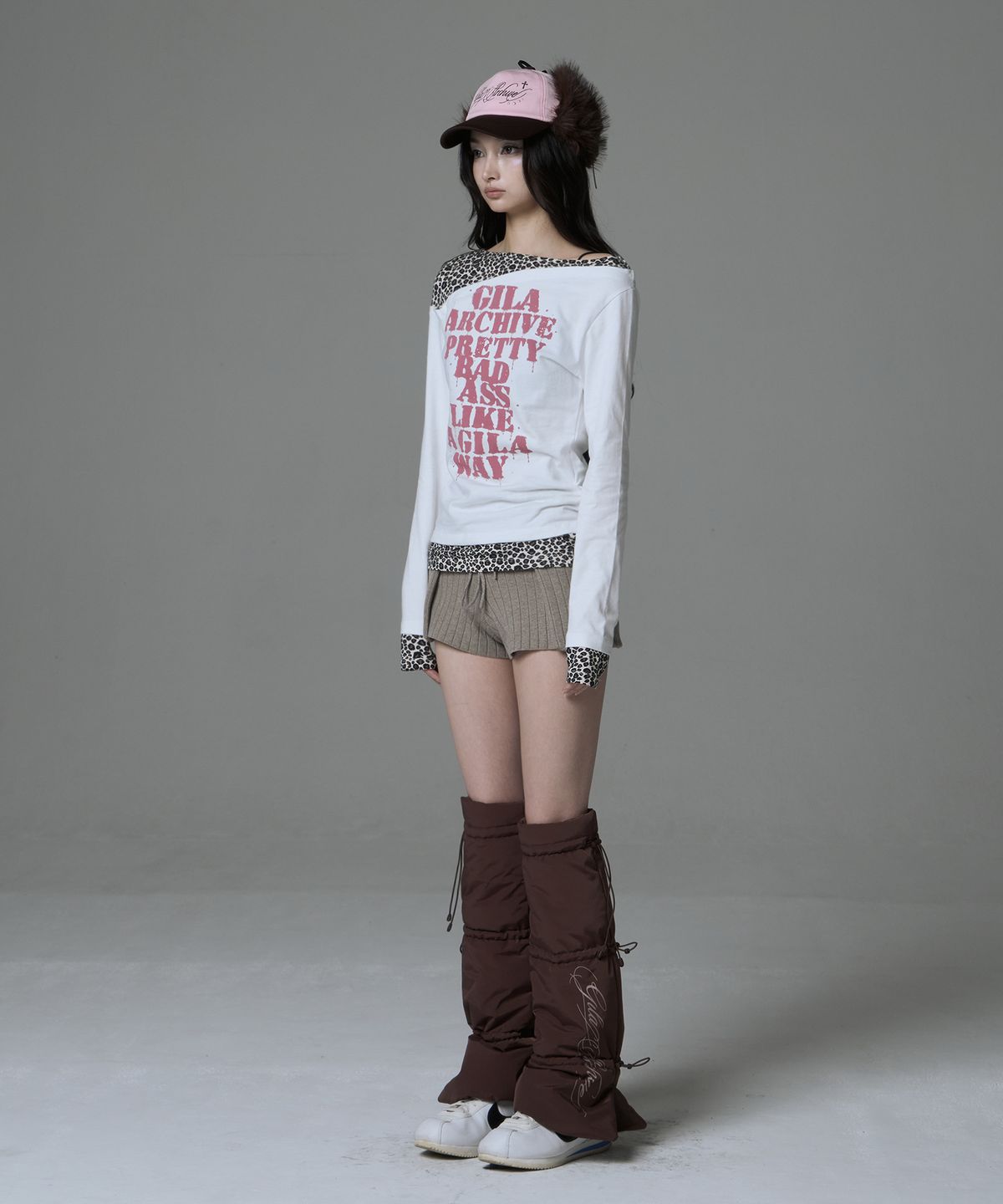 길라아카이브(GILAARCHIVE) LEOPARD LAYERED P.B.A LONG SLEEVE_WHITE