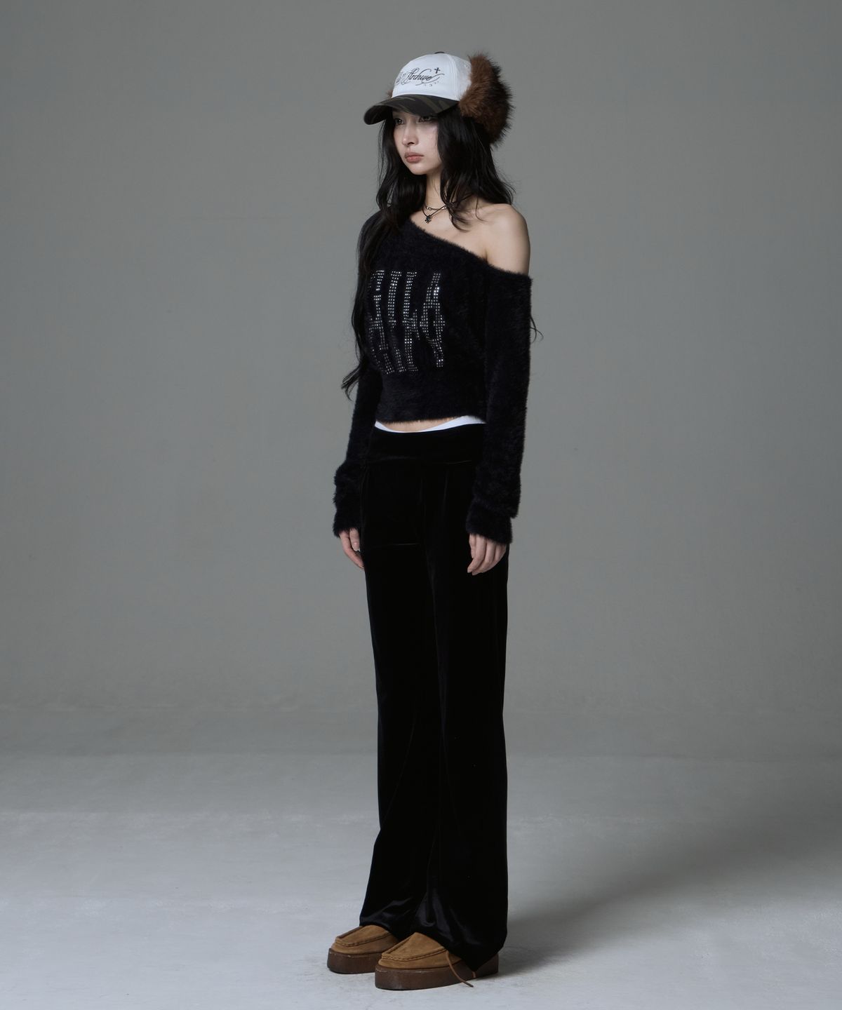 길라아카이브(GILAARCHIVE) MIRROR LOGO MOHAIR KNIT_BLACK