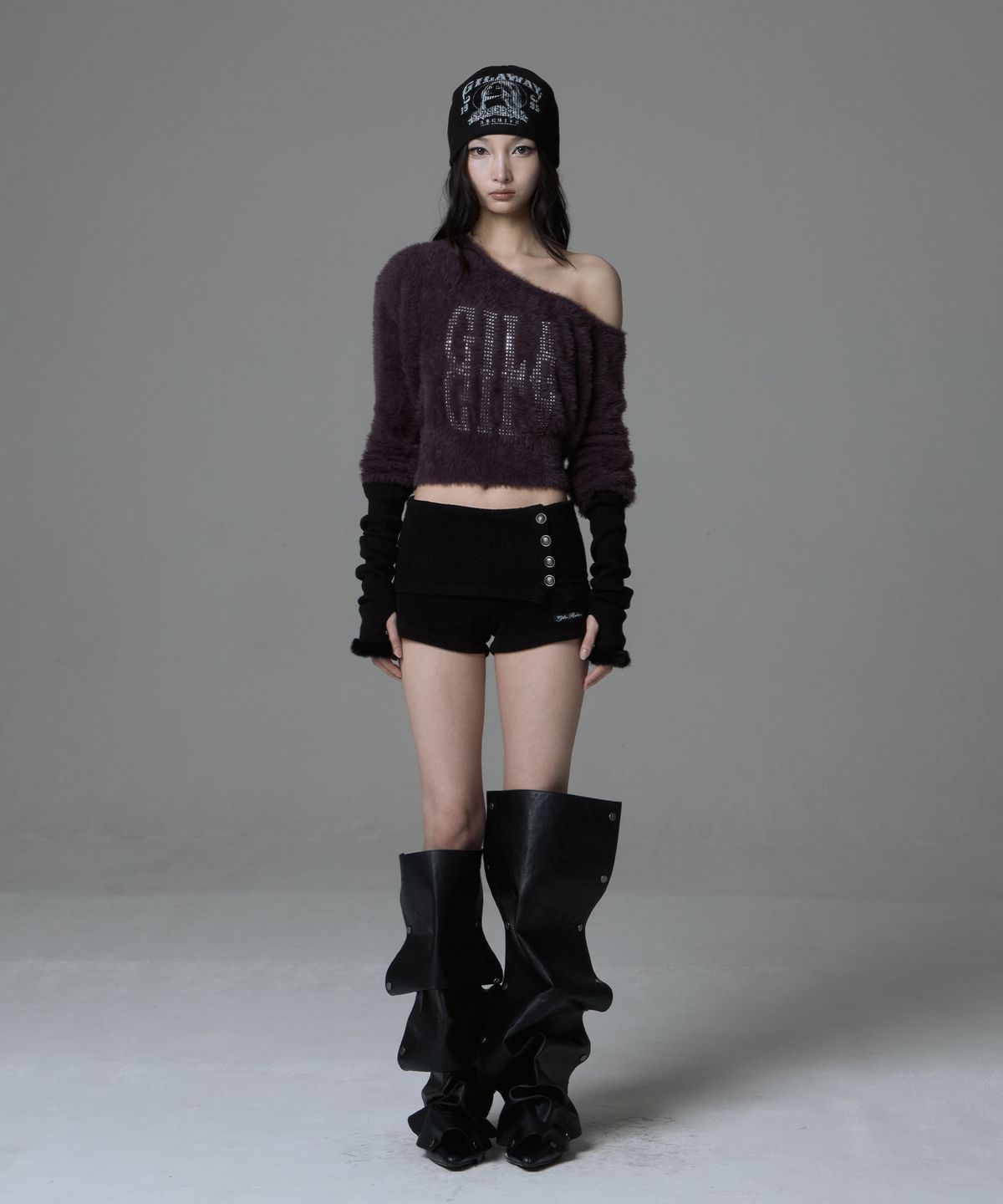 길라아카이브(GILAARCHIVE) MIRROR LOGO MOHAIR KNIT_PURPLE