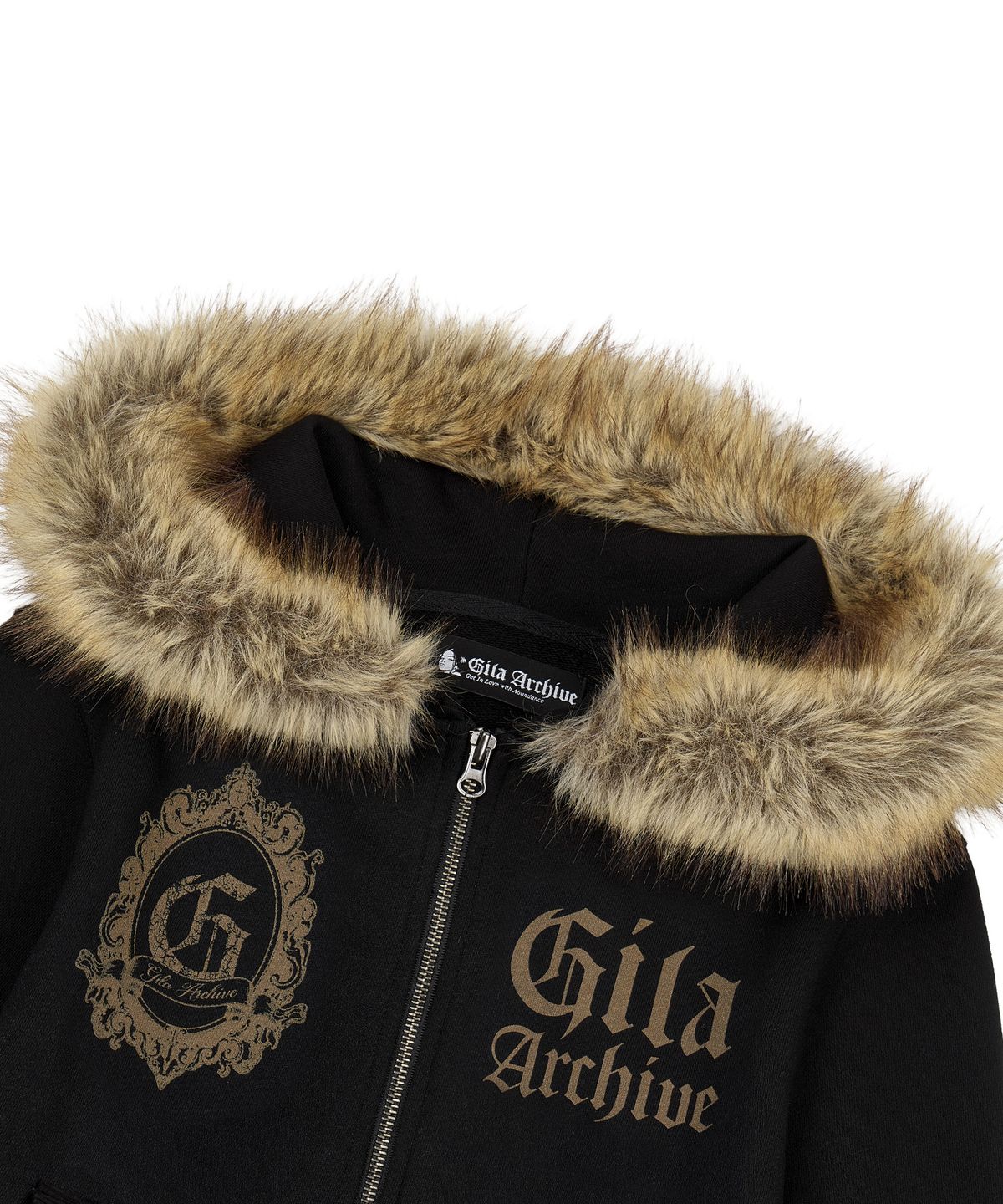 길라아카이브(GILAARCHIVE) FUR SYMBOL LOGO HOOD ZIP-UP_BLACK