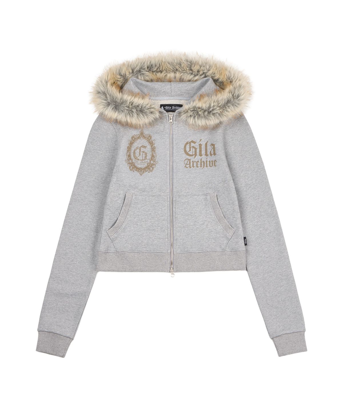길라아카이브(GILAARCHIVE) FUR SYMBOL LOGO HOOD ZIP-UP_GREY