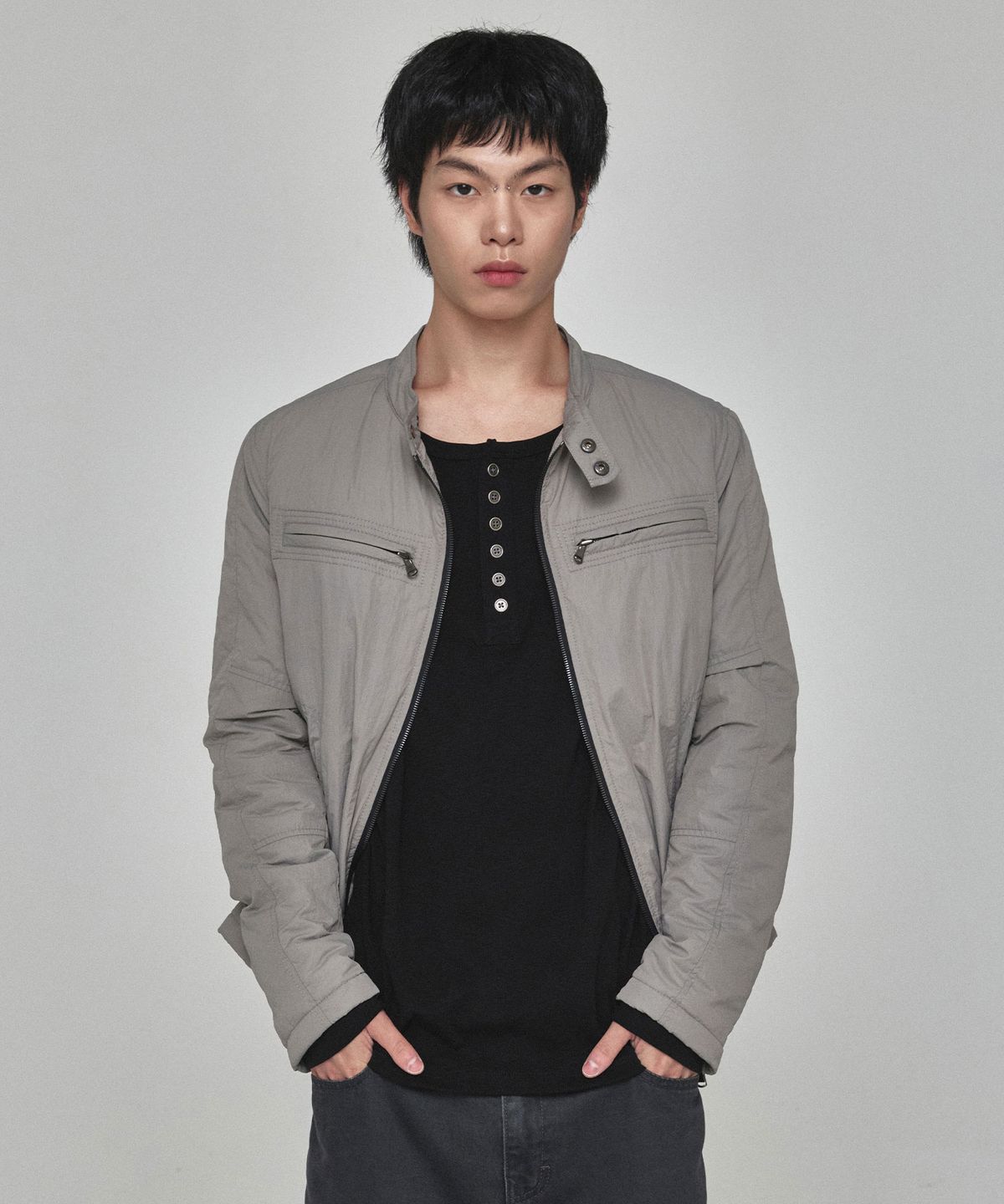 기철(KICHUL) Forge Biker Padded Jacket (Grey)