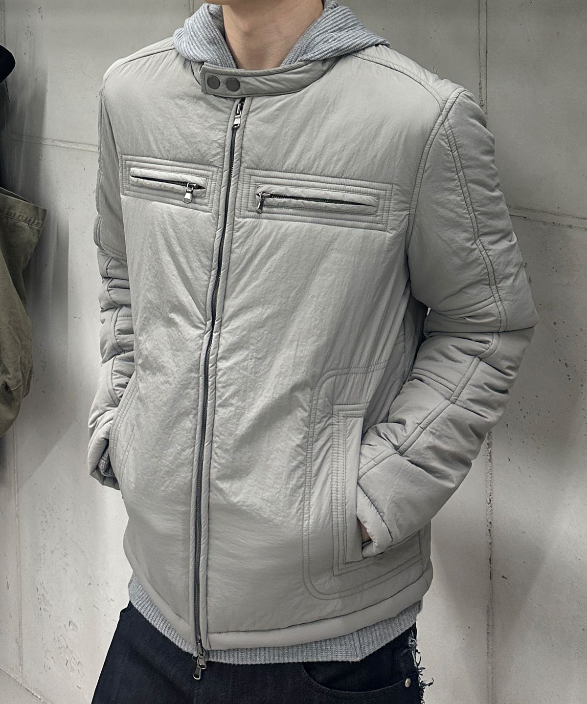 기철(KICHUL) Forge Biker Padded Jacket (Grey)