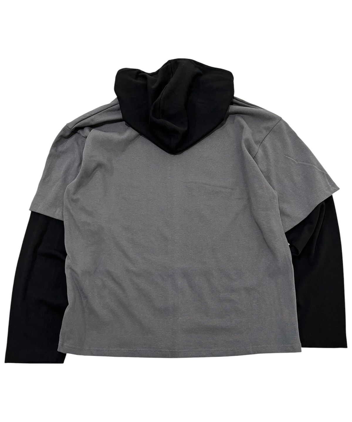 스케이터락(SK8ER ROCK) Mtv Riot Layered Hood T-Shirt (Dark gray*black)