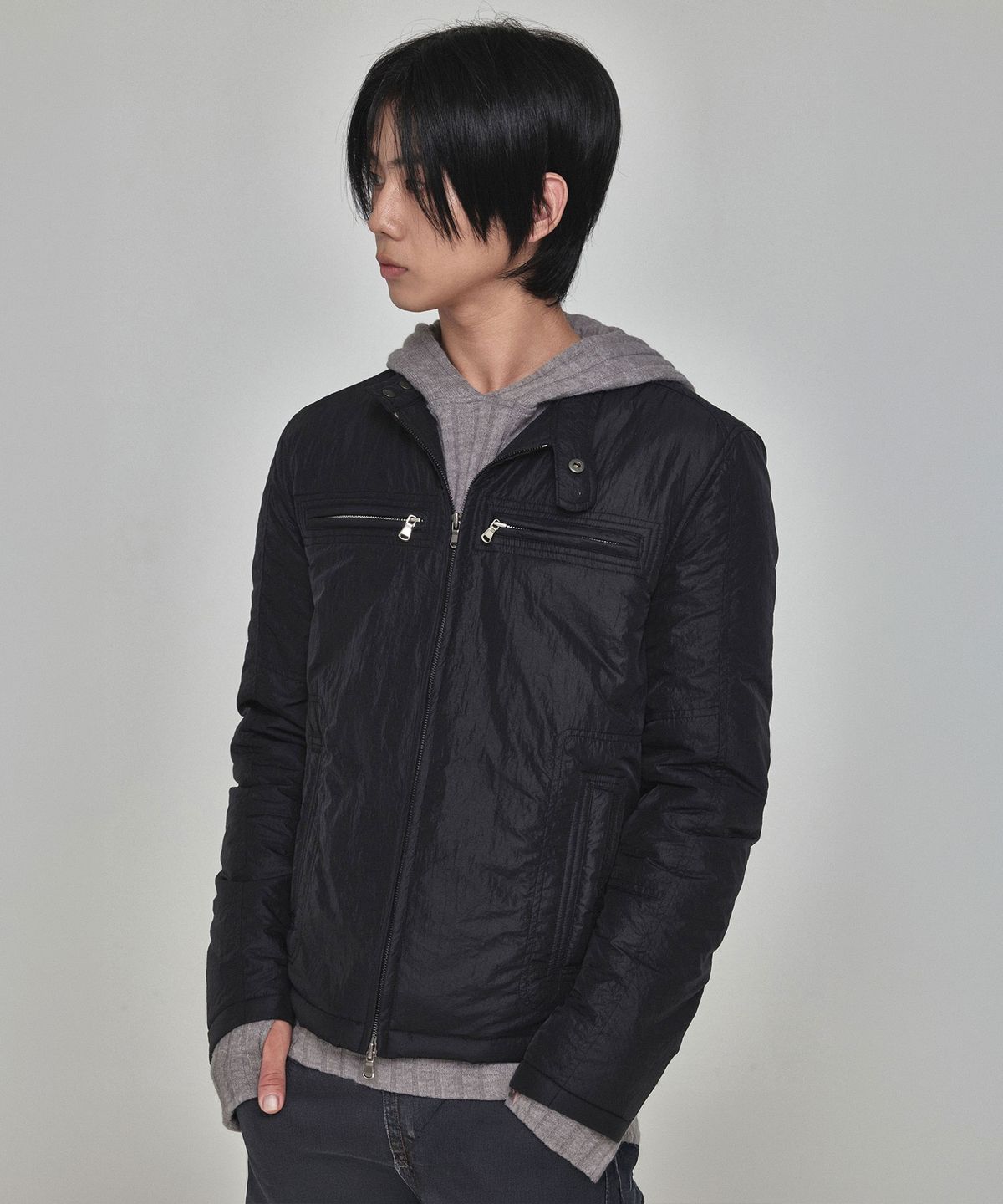 기철(KICHUL) Forge Biker Padded Jacket (Black)