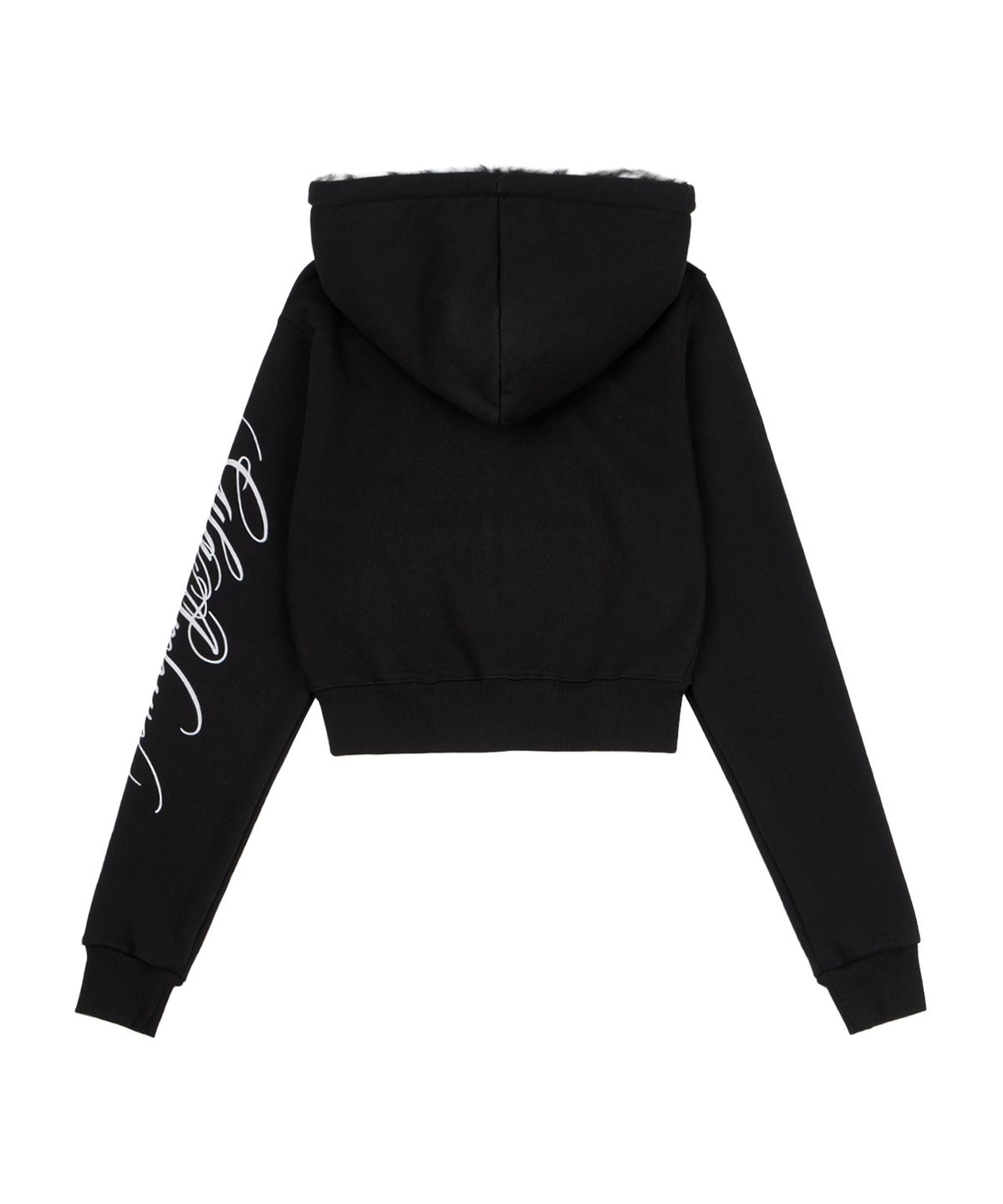 길라아카이브(GILAARCHIVE) SIDE LETTERING LOGO LEOPARD FUR HOOD ZIP-UP_BLACK