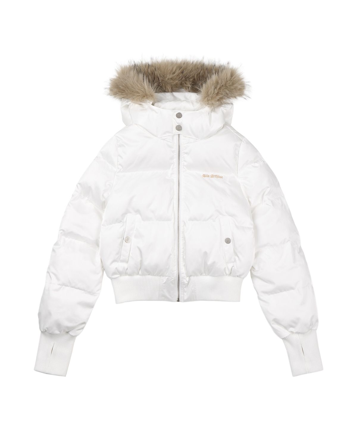 길라아카이브(GILAARCHIVE) FUR HOOD LIGHT PADDED JACKET_WHITE