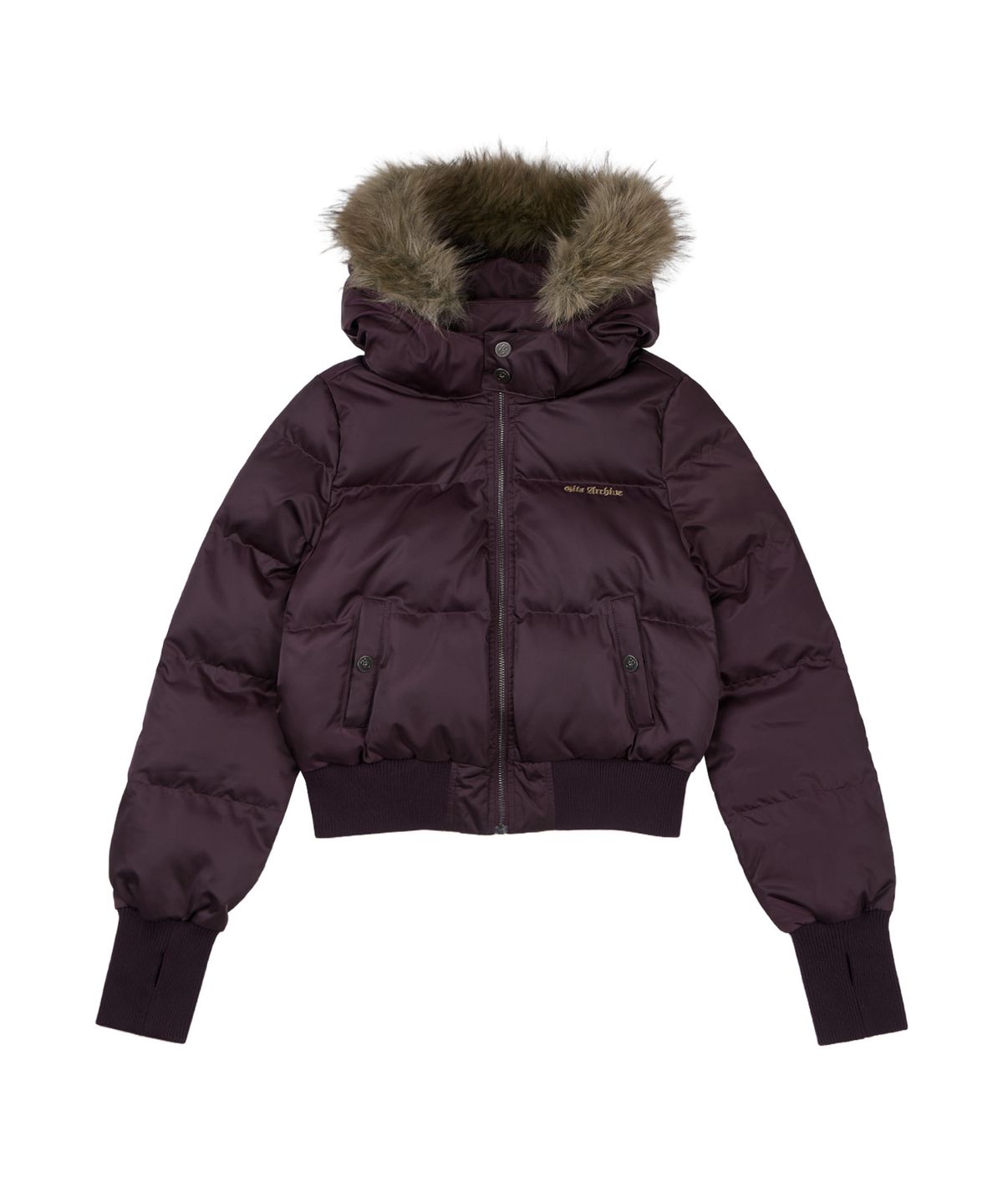 길라아카이브(GILAARCHIVE) FUR HOOD LIGHT PADDED JACKET_PURPLE