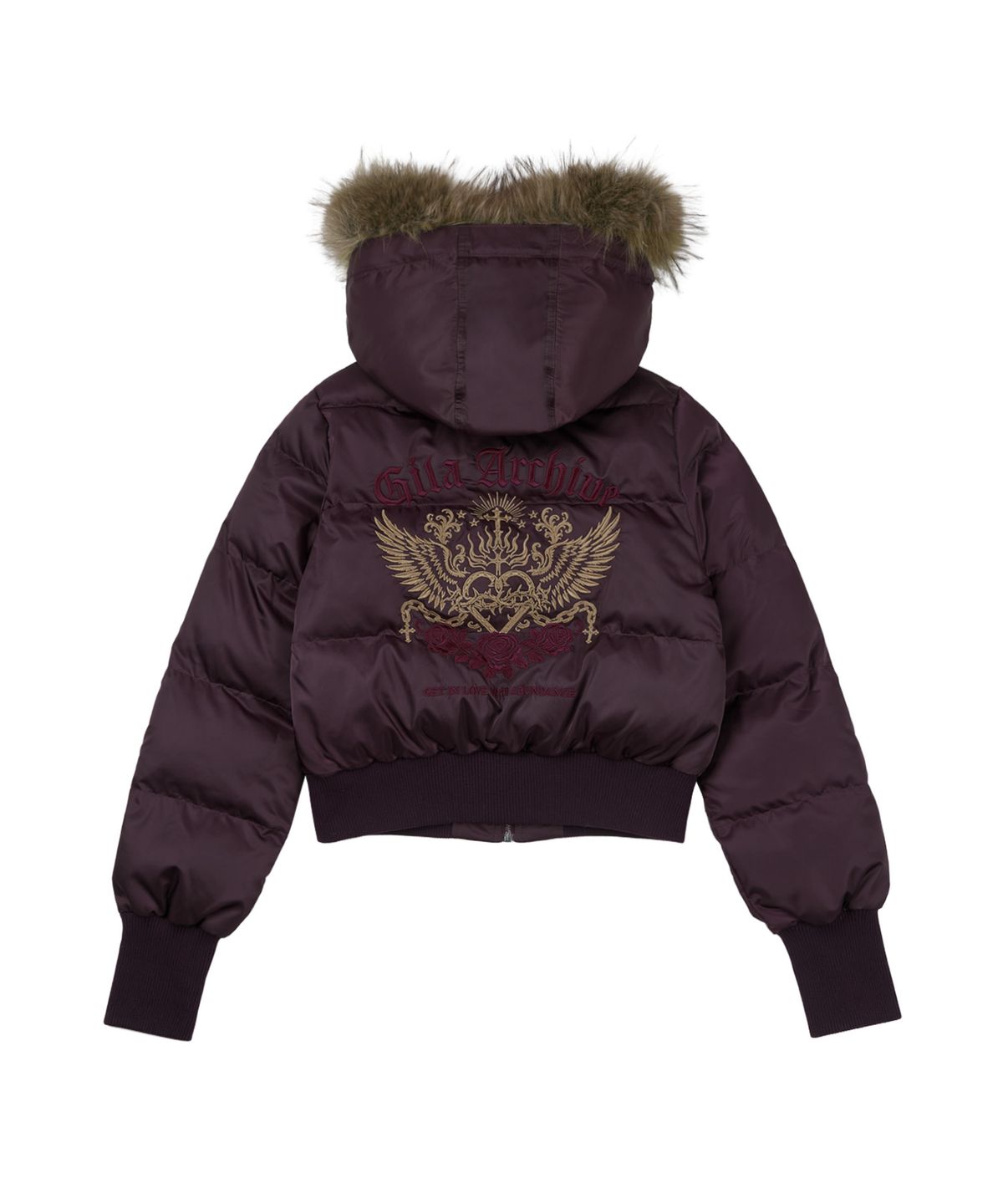길라아카이브(GILAARCHIVE) FUR HOOD LIGHT PADDED JACKET_PURPLE