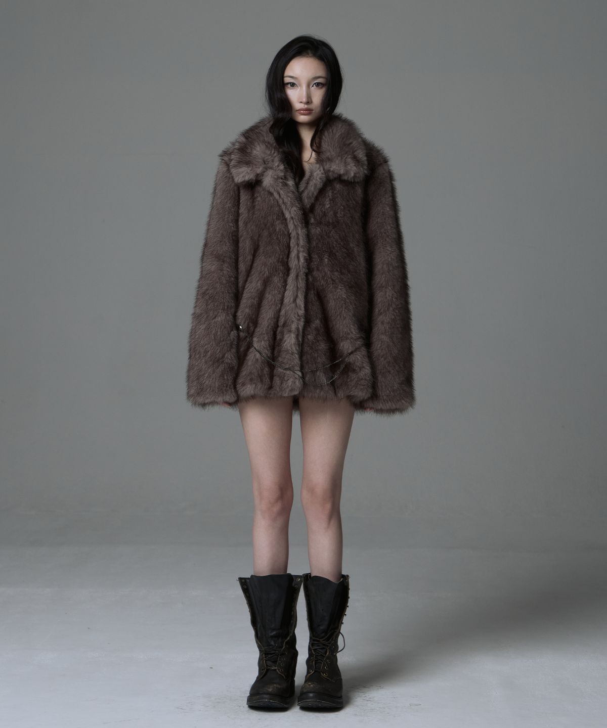 길라아카이브(GILAARCHIVE) NAPOLEON FUR JACKET_GREY