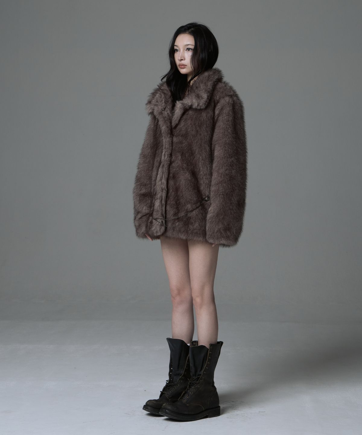 길라아카이브(GILAARCHIVE) NAPOLEON FUR JACKET_GREY
