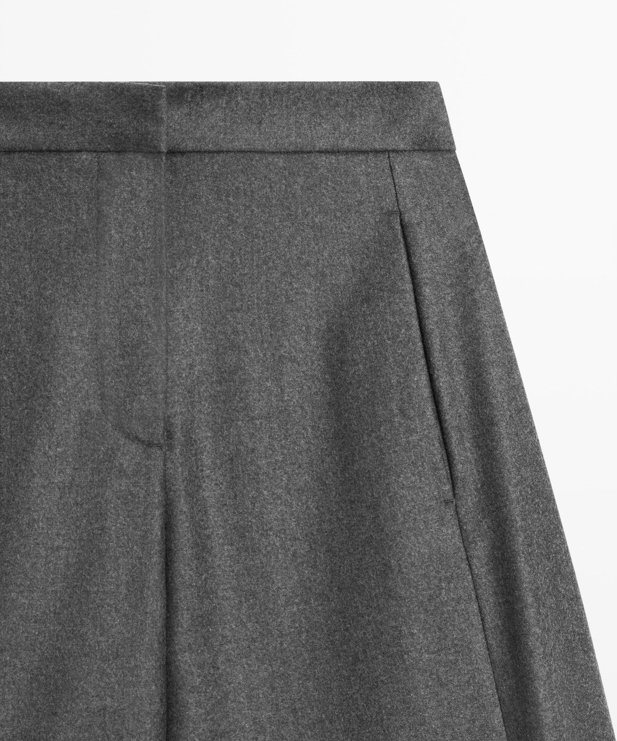 마시모두띠(MASSIMO DUTTI) 100% 울 헴라인 버튼 디테일 팬츠