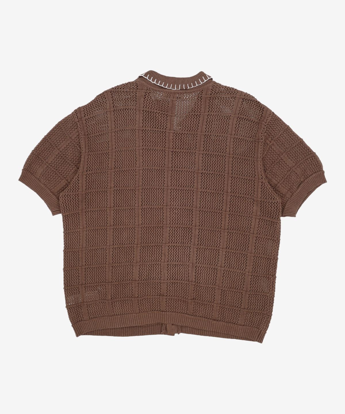 제너럴 아이디어(GENERAL IDEA) UNISEX 스티치 카라 크로셰 가디건 [BROWN] / SBE2U04012 L