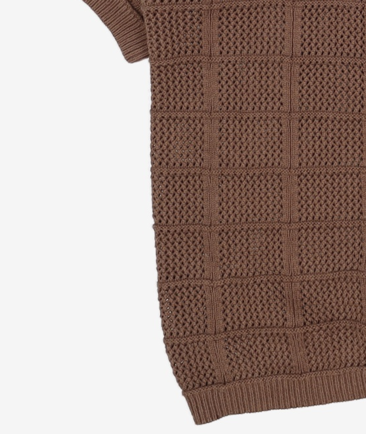 제너럴 아이디어(GENERAL IDEA) UNISEX 스티치 카라 크로셰 가디건 [BROWN] / SBE2U04012 L