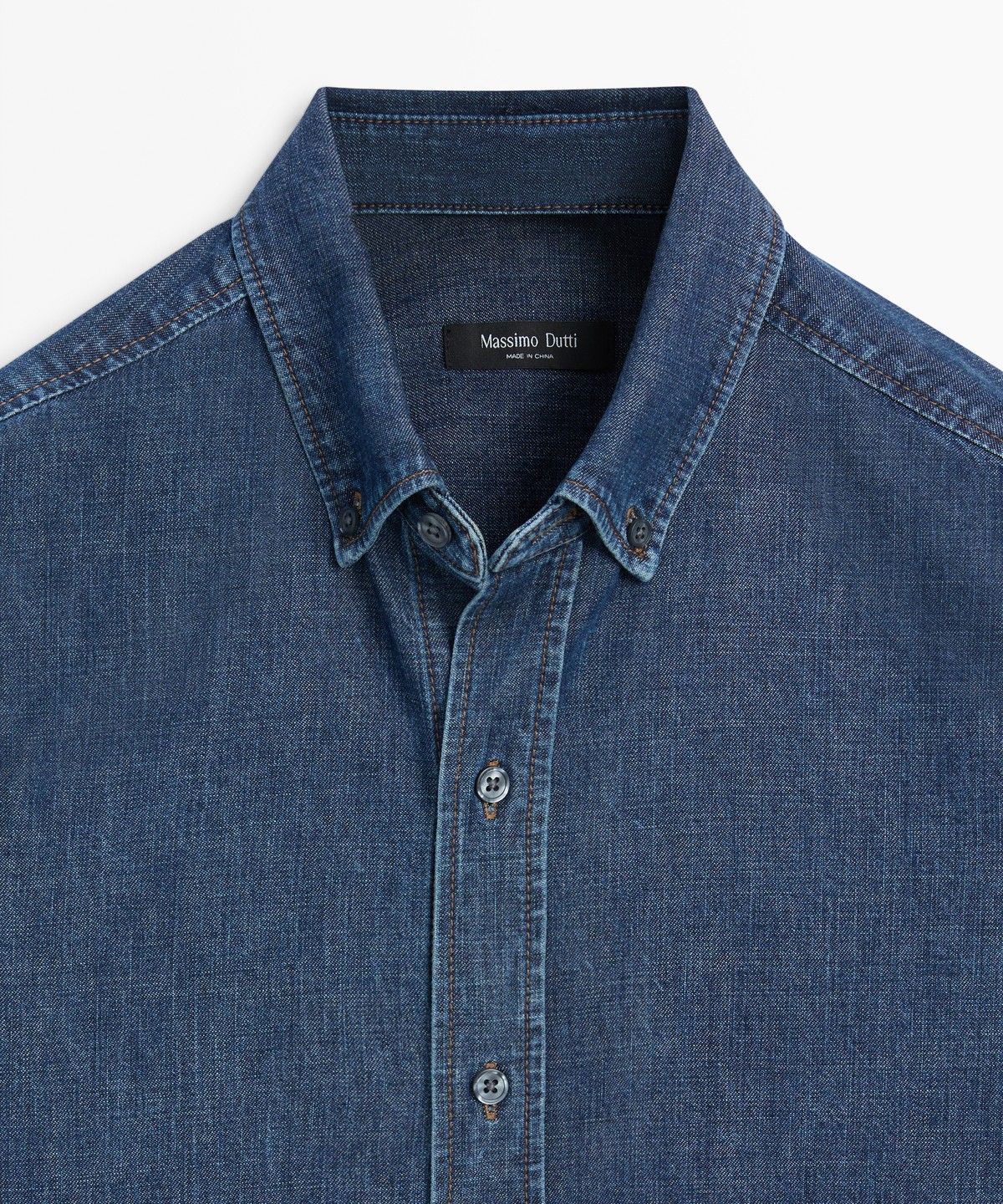 마시모두띠(MASSIMO DUTTI) 100% 코튼 레귤러 핏 데님 셔츠