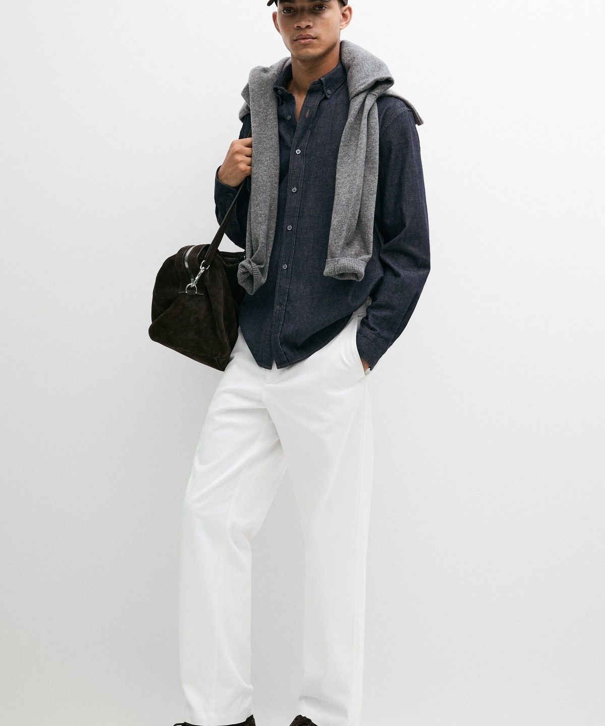 마시모두띠(MASSIMO DUTTI) 100% 코튼 레귤러 핏 데님 셔츠