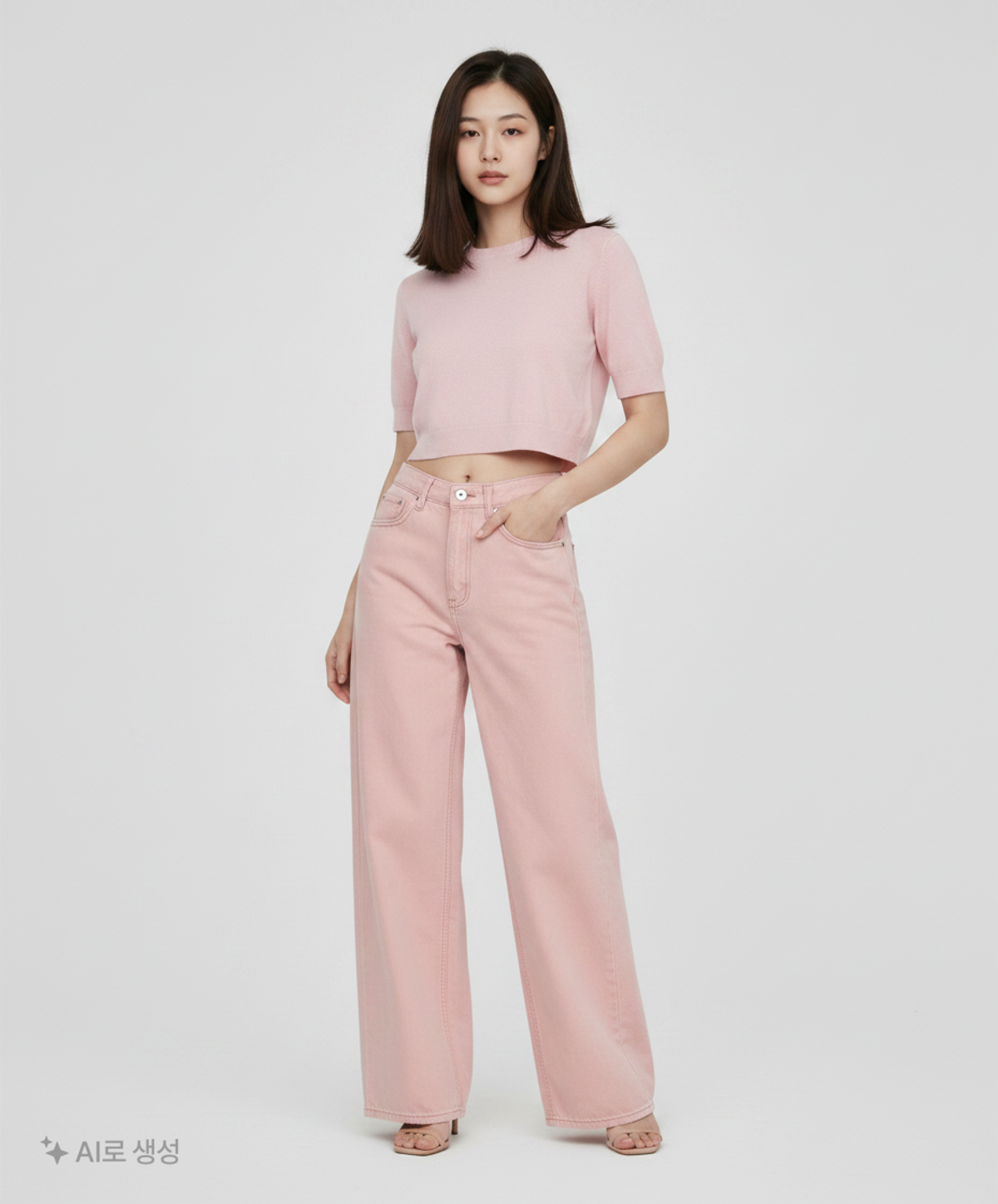 헤인트(HAINT) 스트레이트 세미 와이드 피그먼트 데님_PINK M