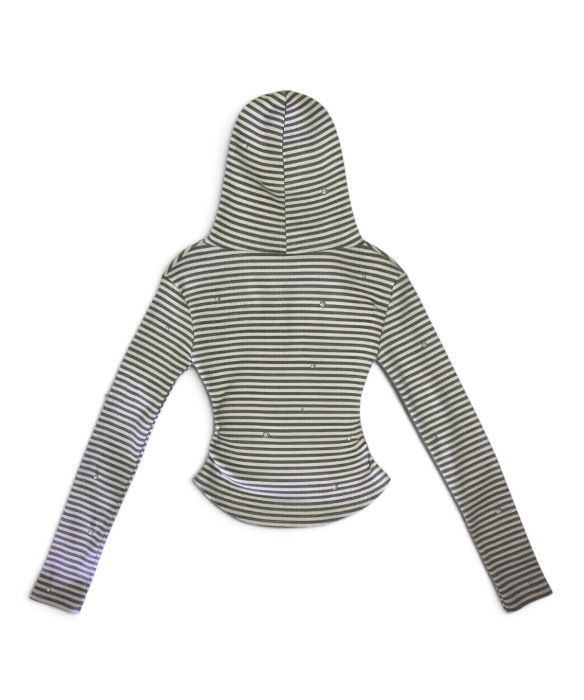 본슬리피(BORN SLIPPY) Essential Pearl Stud Stripe Hood Tee (Melange Gray)
