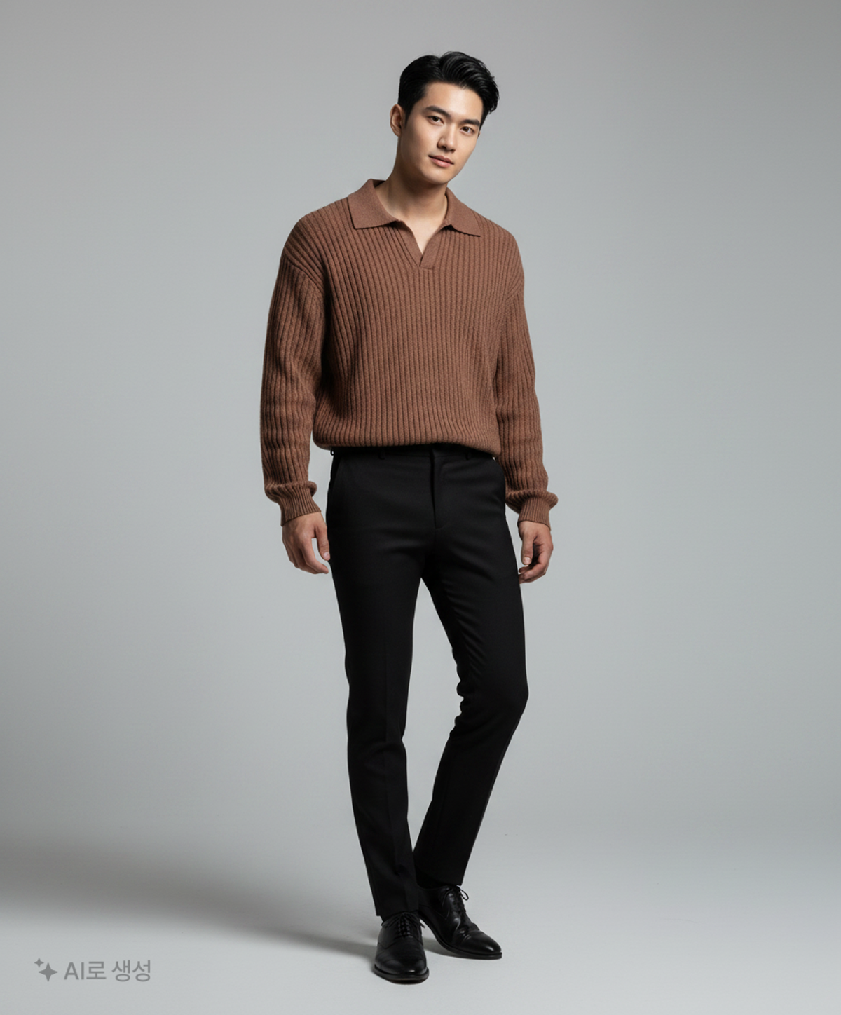 넌블랭크(NONBLANK) 오버 핏 칼라 니트_BROWN XL