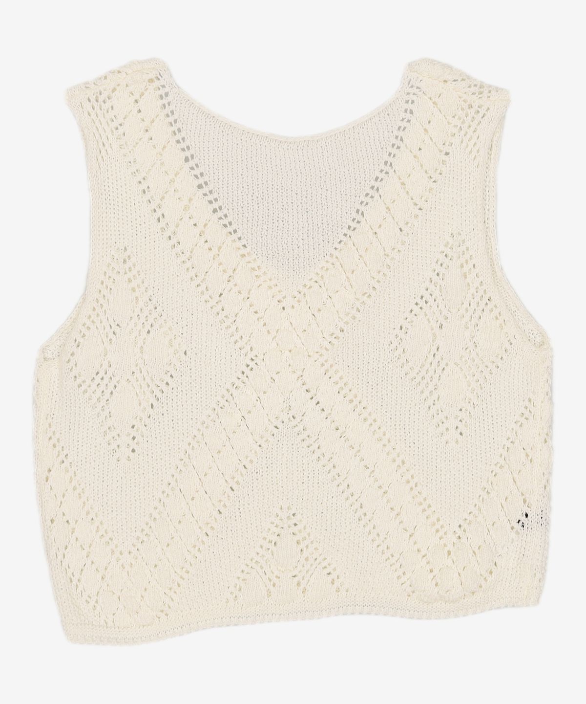 다이애그널(DIAGONAL) DROP LACE KNIT TOP (white) XS