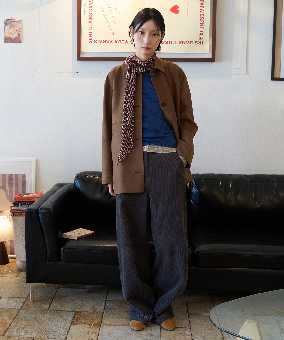 줄리아페페(JULIAPEPE) 소프트 커브드 코듀로이 팬츠 (그레이)