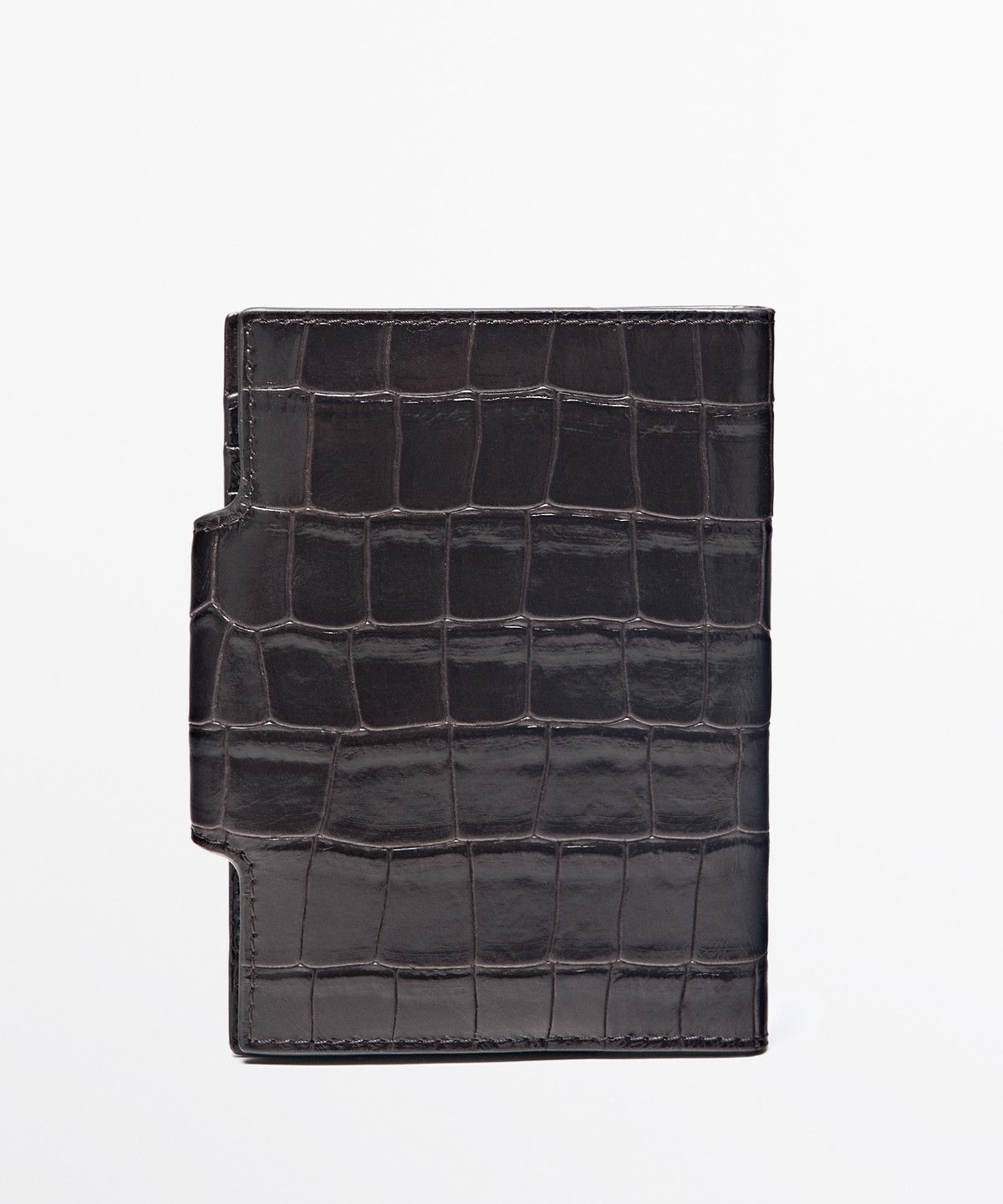 마시모두띠(MASSIMO DUTTI) 크로커다일 텍스처 레더 여권 지갑