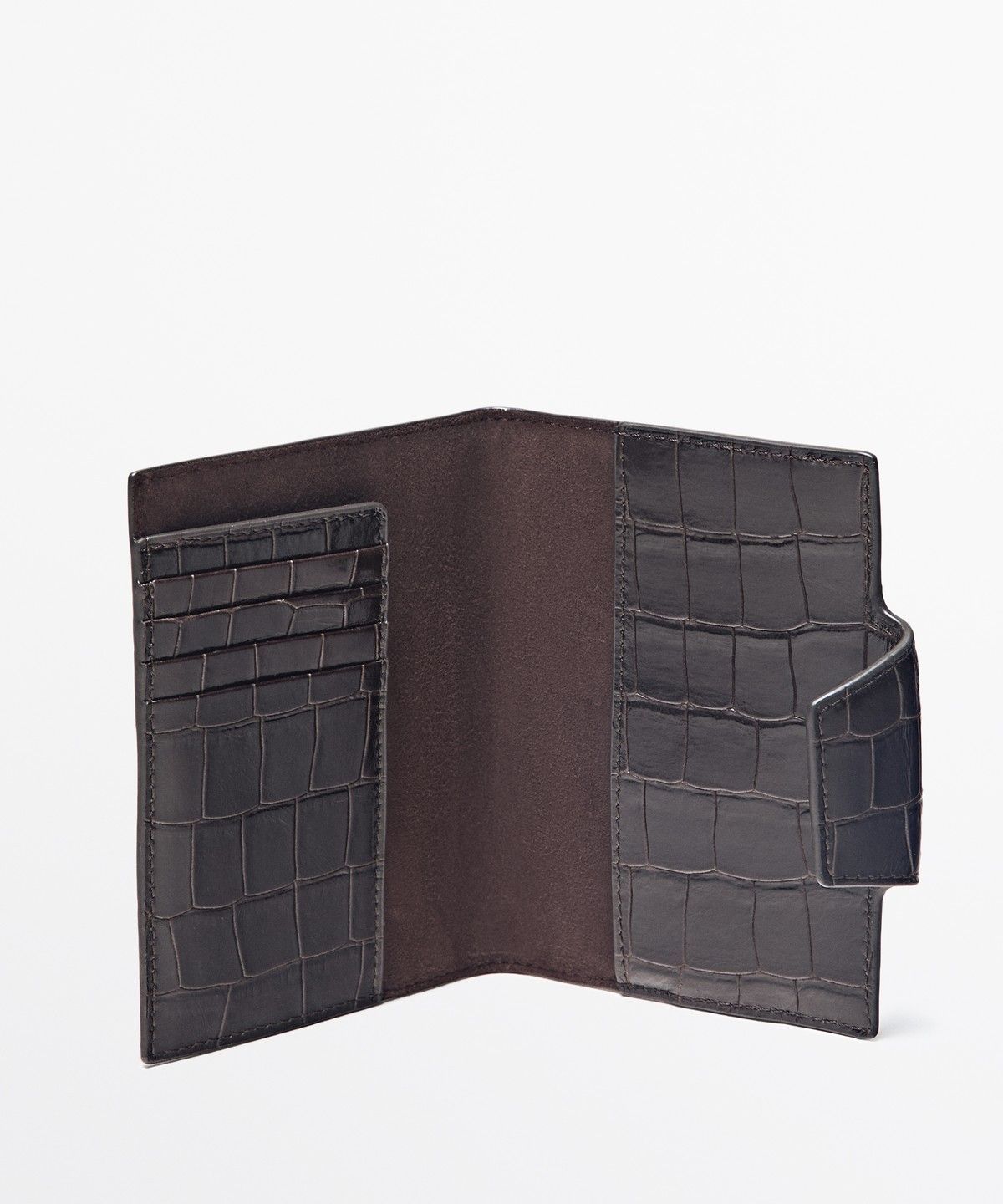 마시모두띠(MASSIMO DUTTI) 크로커다일 텍스처 레더 여권 지갑