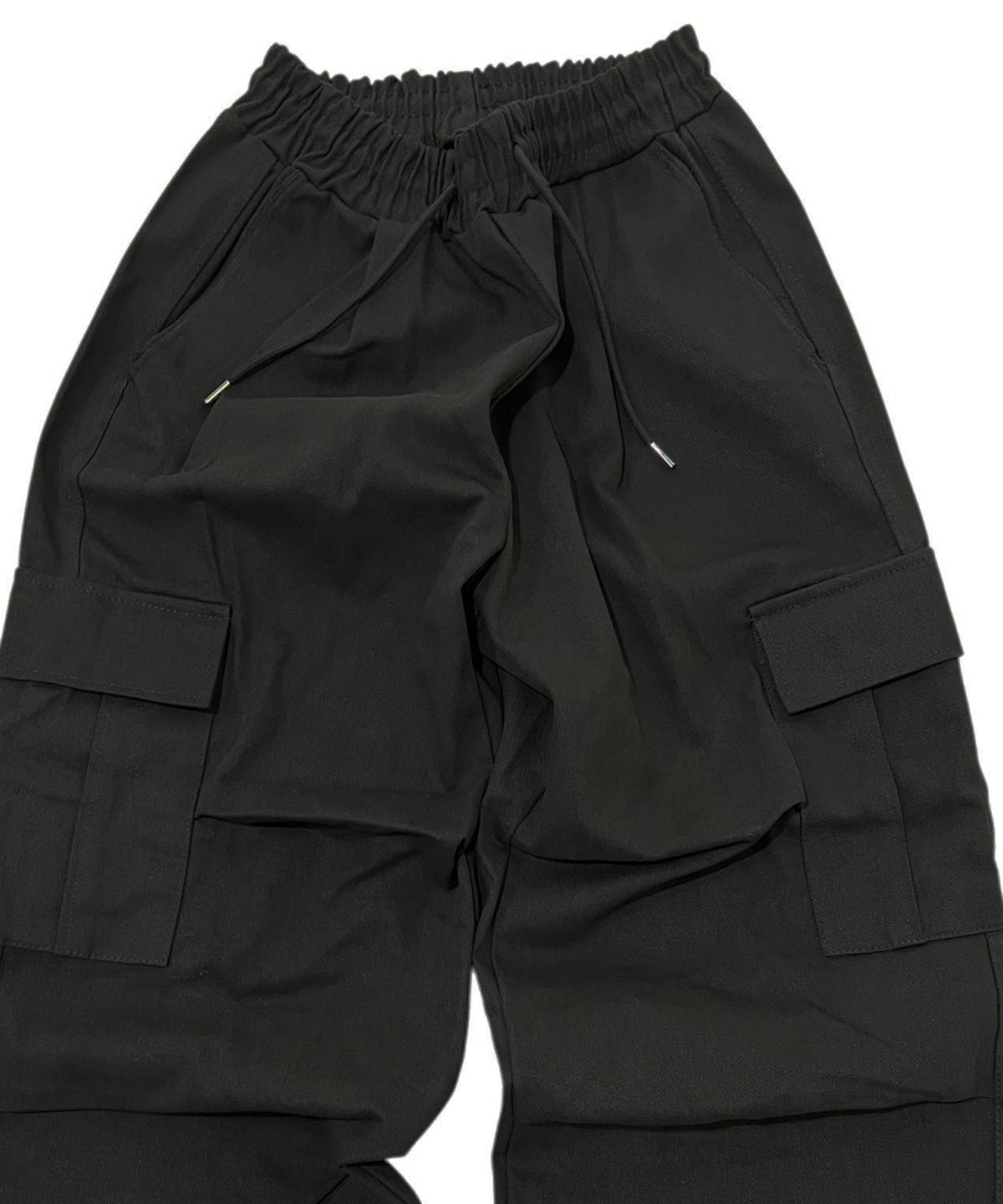 스케이터락(SK8ER ROCK) Cotton Knee Tuck Cargo Wide Pants (Black)