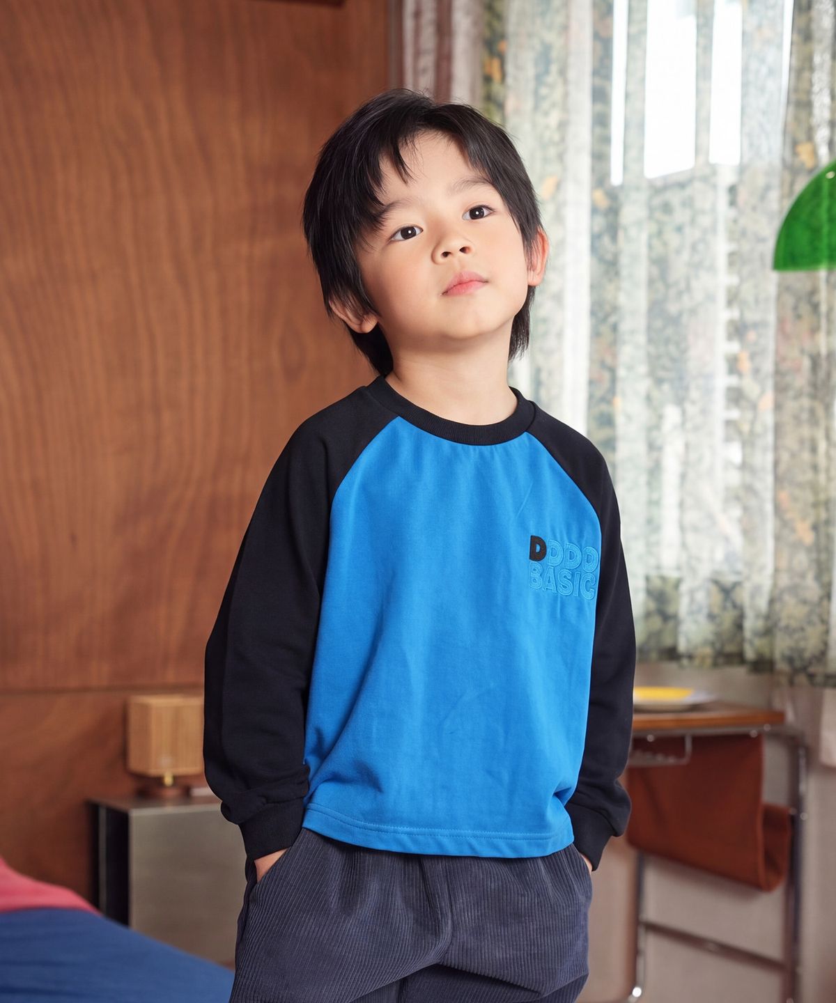 라메종드도도(LA MAISON DE DODO) DODO BASIC Reglan T Shirt (Blue/Black)_키즈긴팔티
