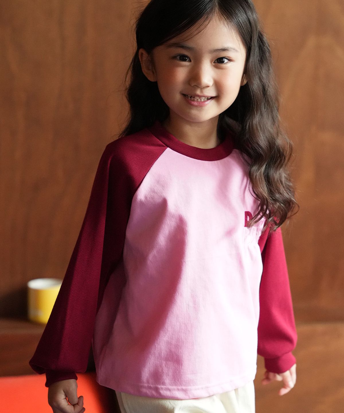 라메종드도도(LA MAISON DE DODO) DODO BASIC Reglan T Shirt (Pink/Burgandy)_키즈긴팔티