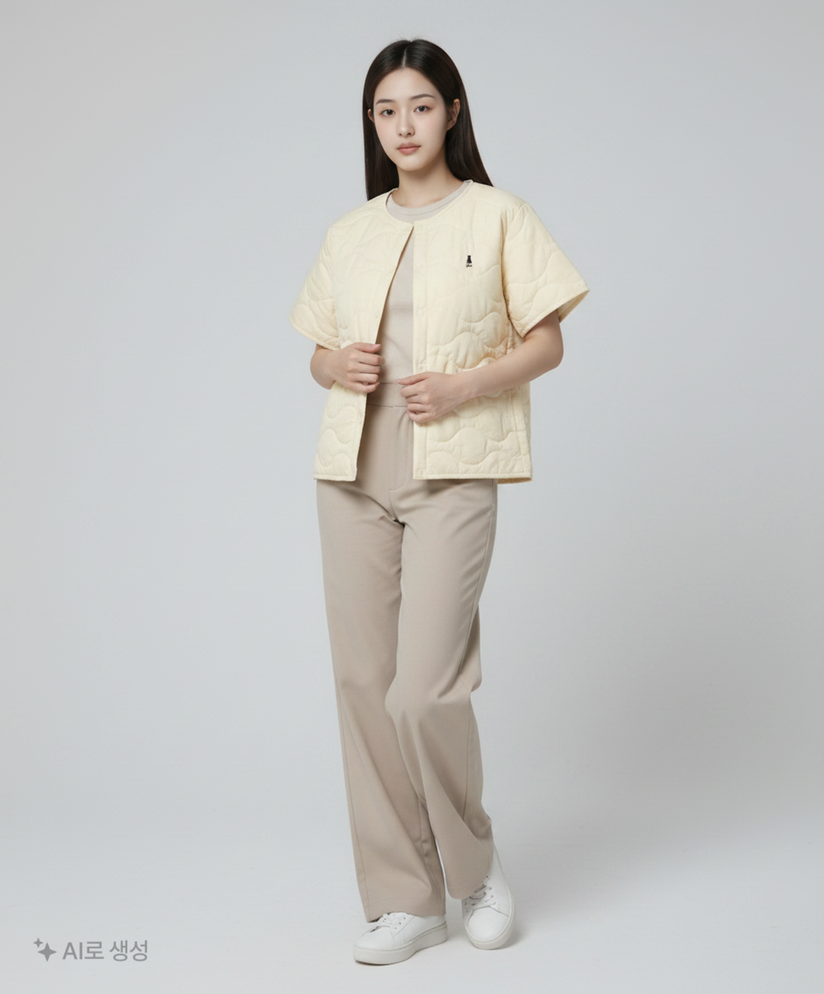 예일(YALE) [리퍼브] HALF SLEEVE QUILTING JACKET IVORY L