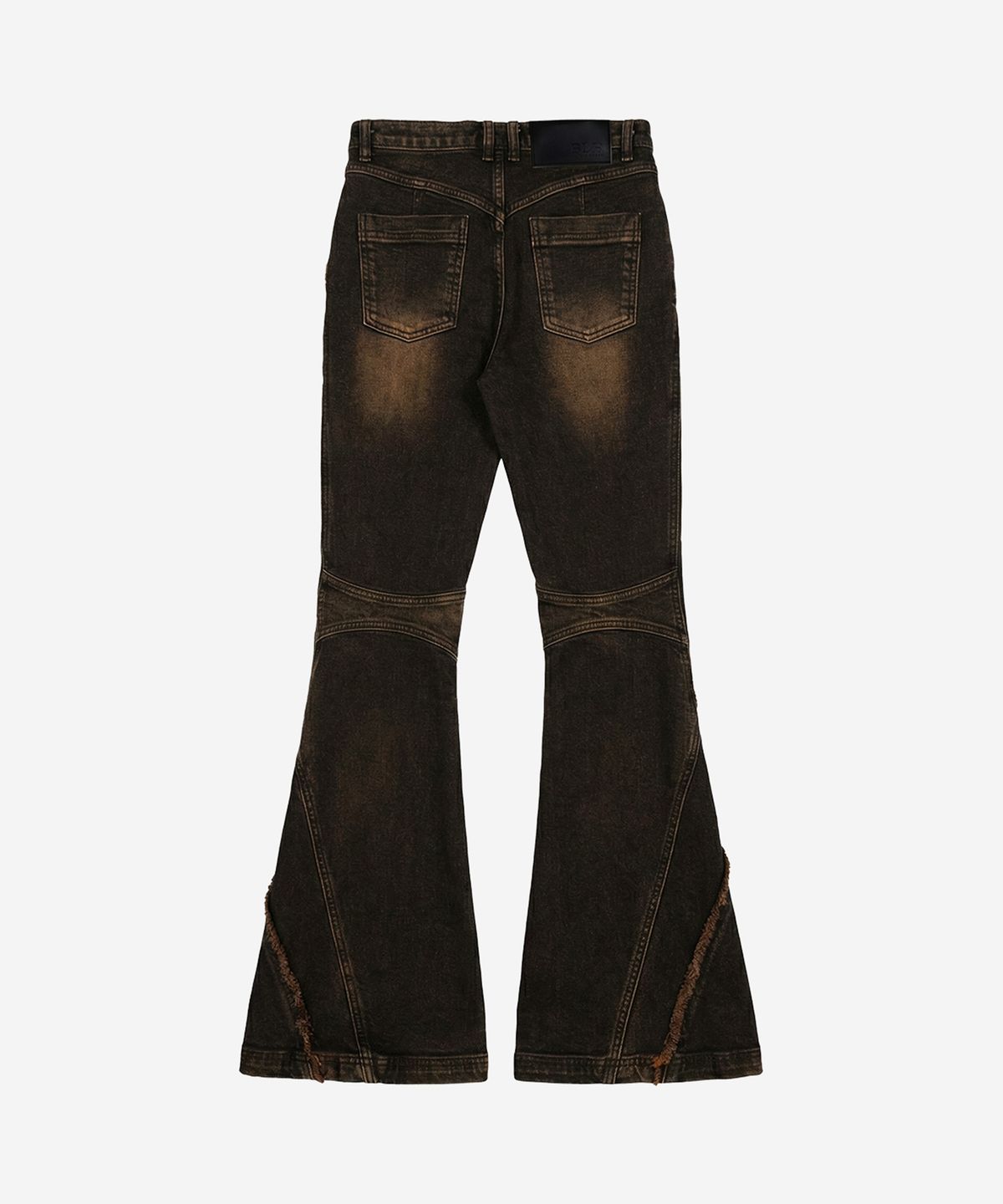 비엘알(BLR) Renewal Spiral Line Raw-Cut Washing Denim Pants Brown