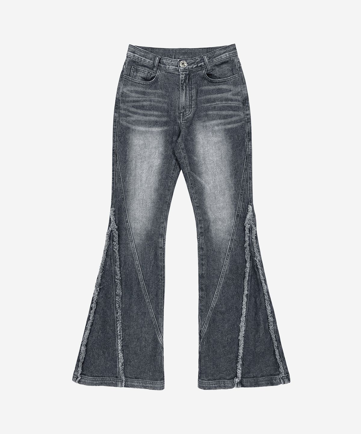 비엘알(BLR) Crush Double Line Washing Denim Pants Grey