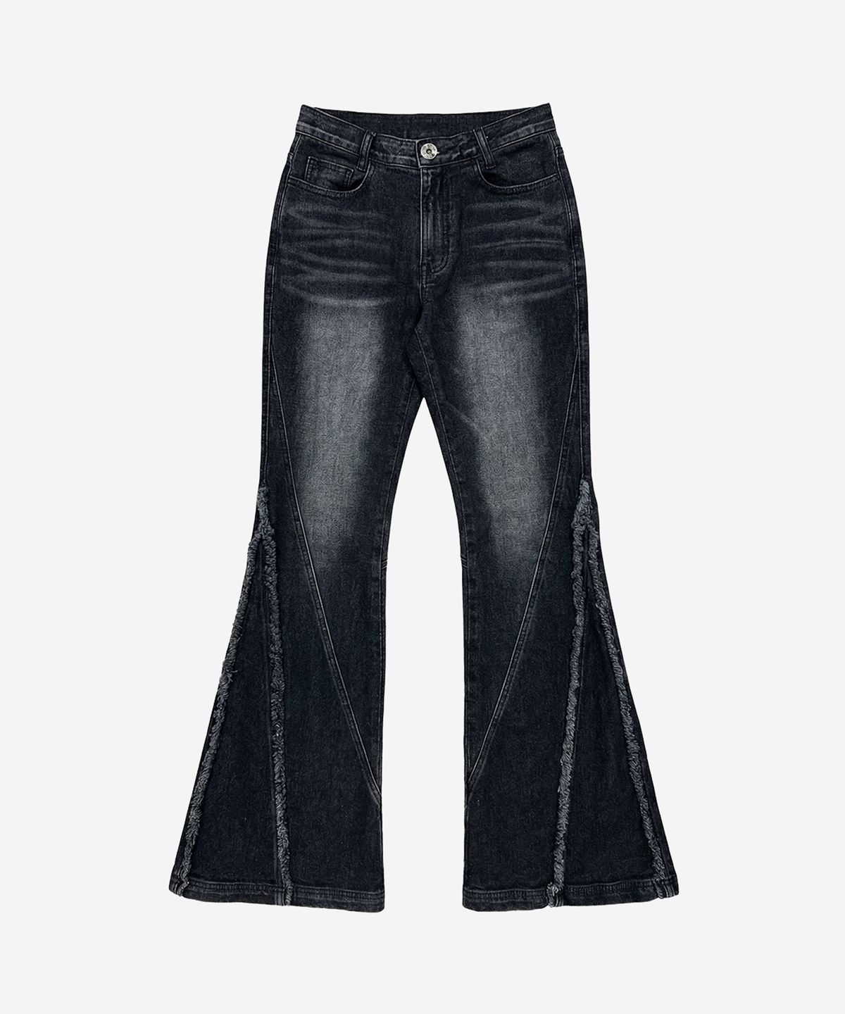 비엘알(BLR) Crush Double Line Washing Denim Pants Black