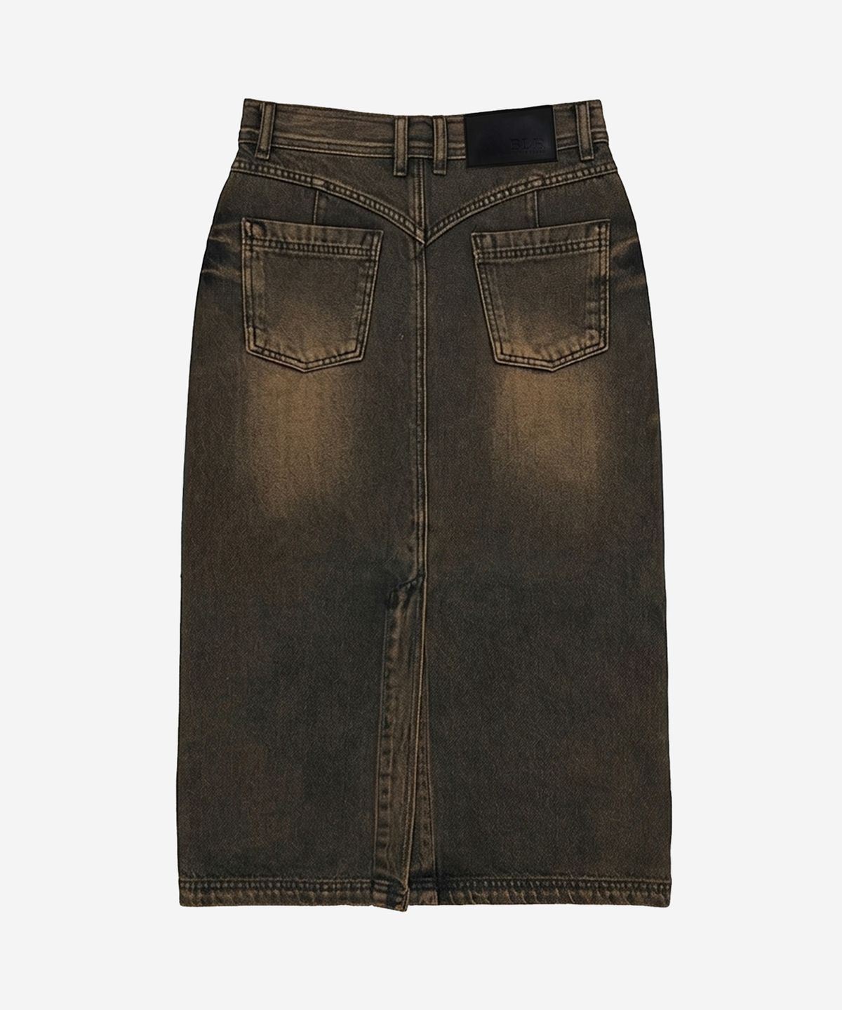 비엘알(BLR) Trace Denim Long Skirt Brown
