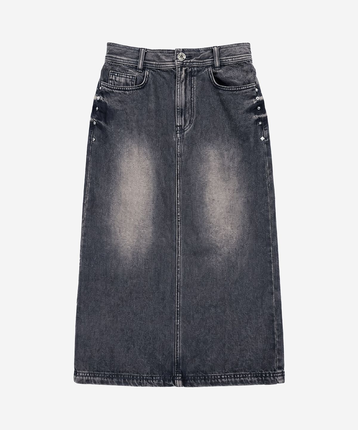 비엘알(BLR) Trace Denim Long Skirt Grey