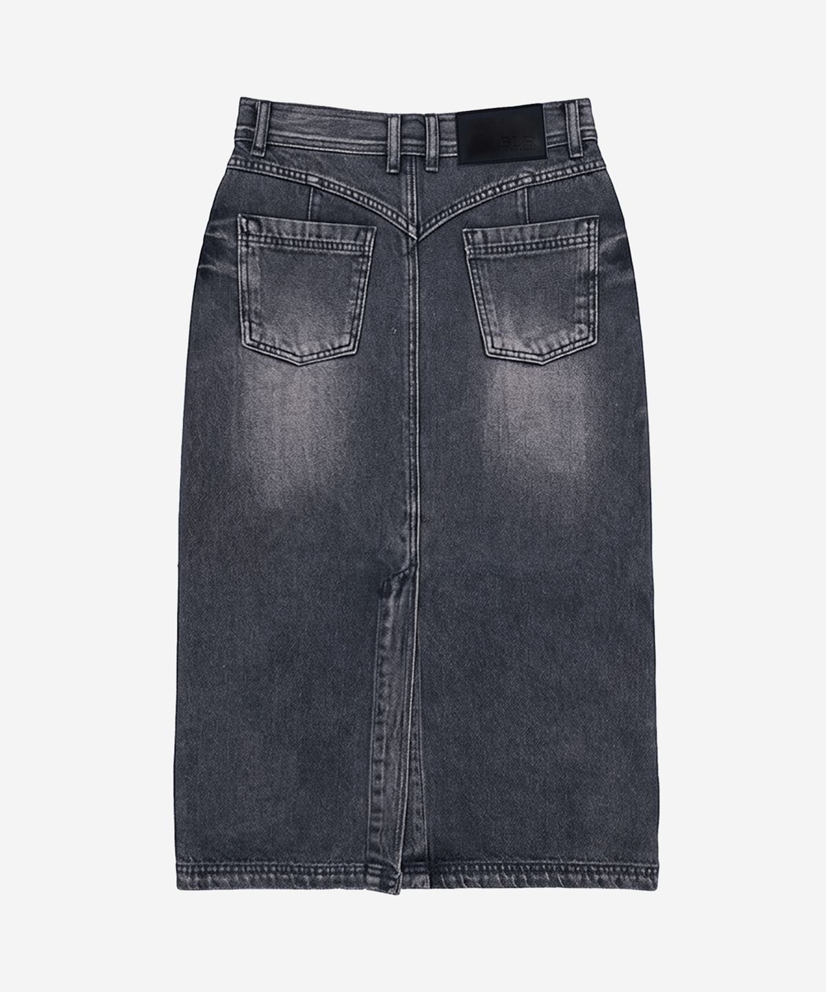 비엘알(BLR) Trace Denim Long Skirt Grey