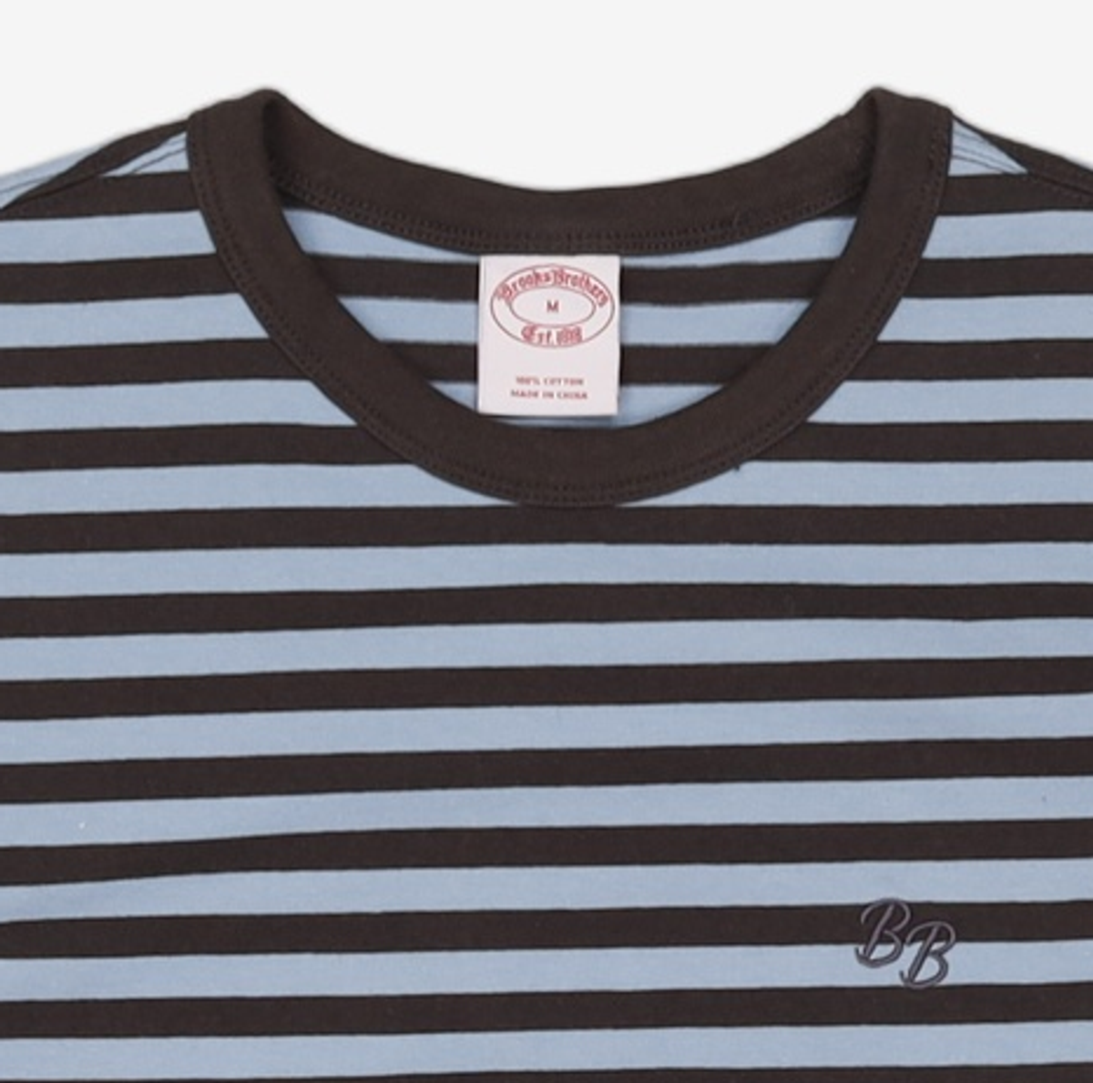 브룩스 브라더스(BROOKS BROTHERS) 스트라이프 반팔티셔츠 (블루) (BBNPMOG205) M