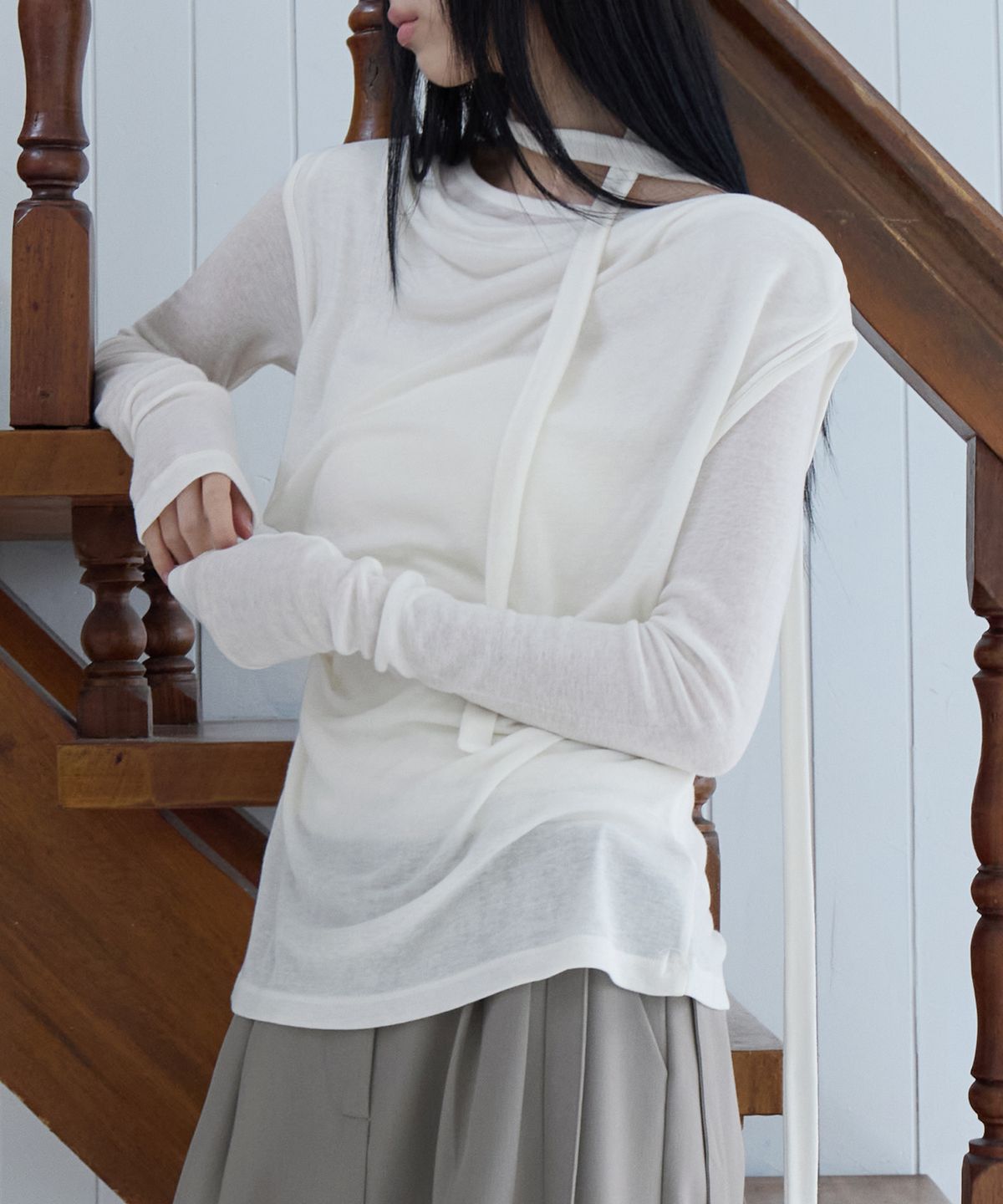 런던다다(LONDONDADA) Draped Wool Layered Tie Set, 3colors