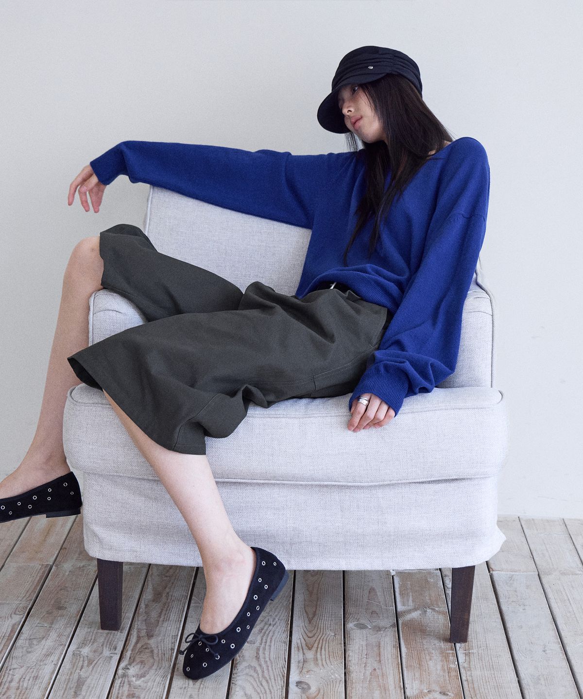 런던다다(LONDONDADA) Cotton Twill Bermuda Shorts, CHARCOAL