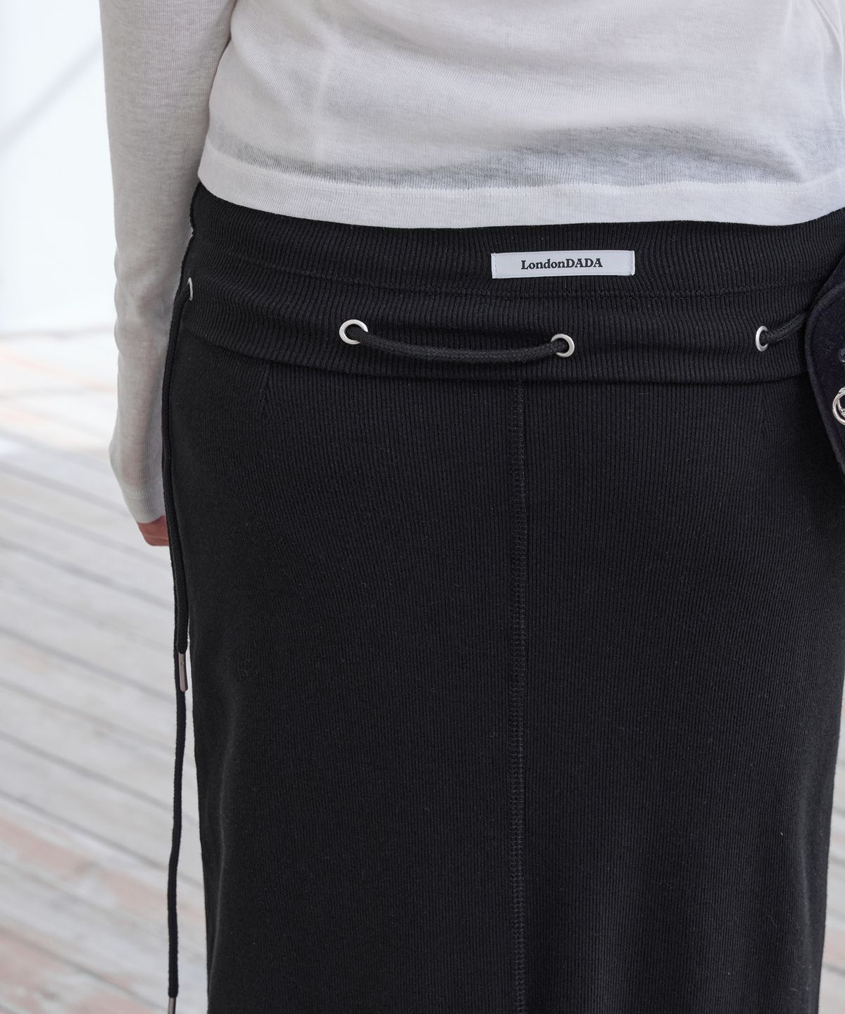 런던다다(LONDONDADA) Folded Eyelet Skirt, BLACK