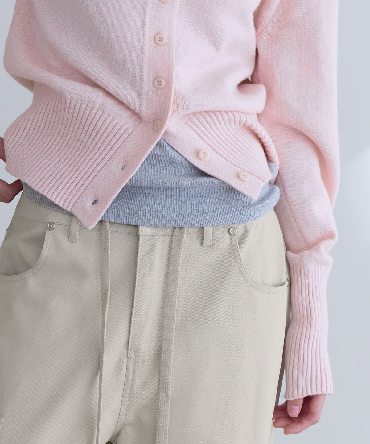 런던다다(LONDONDADA) Soft High Neck Cardigan, SOFT PINK