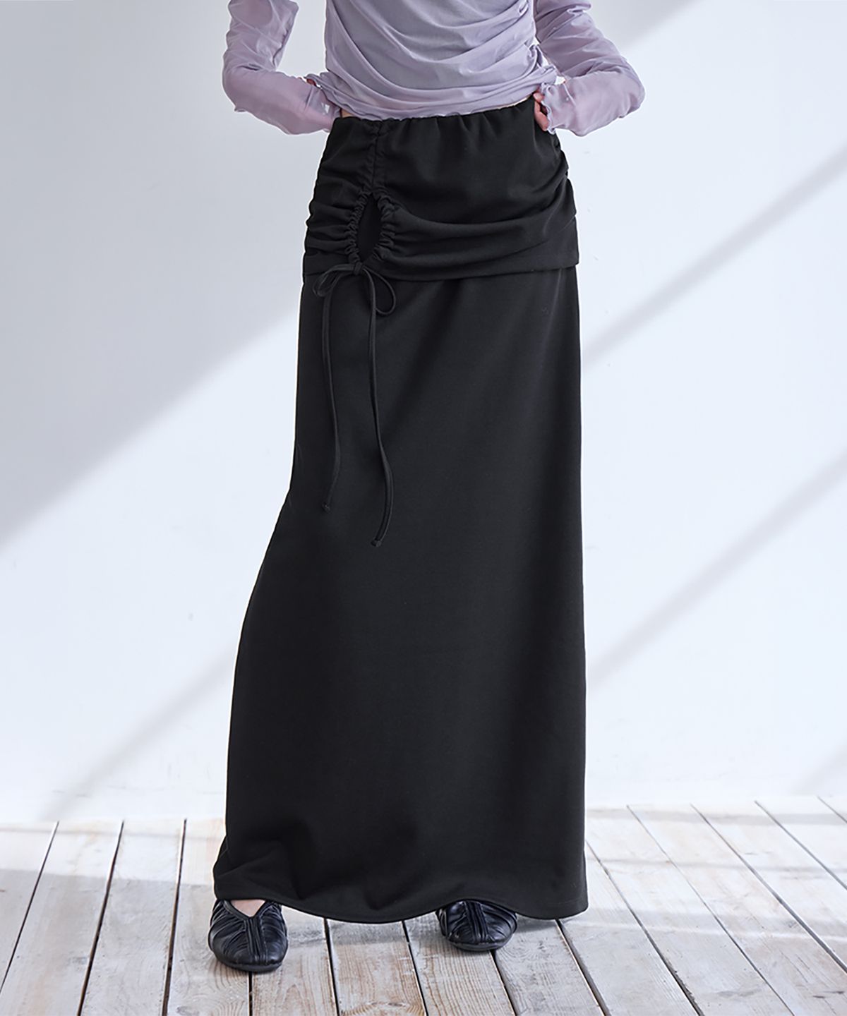 런던다다(LONDONDADA) Shirring Layerd Long Skirt, 2colors