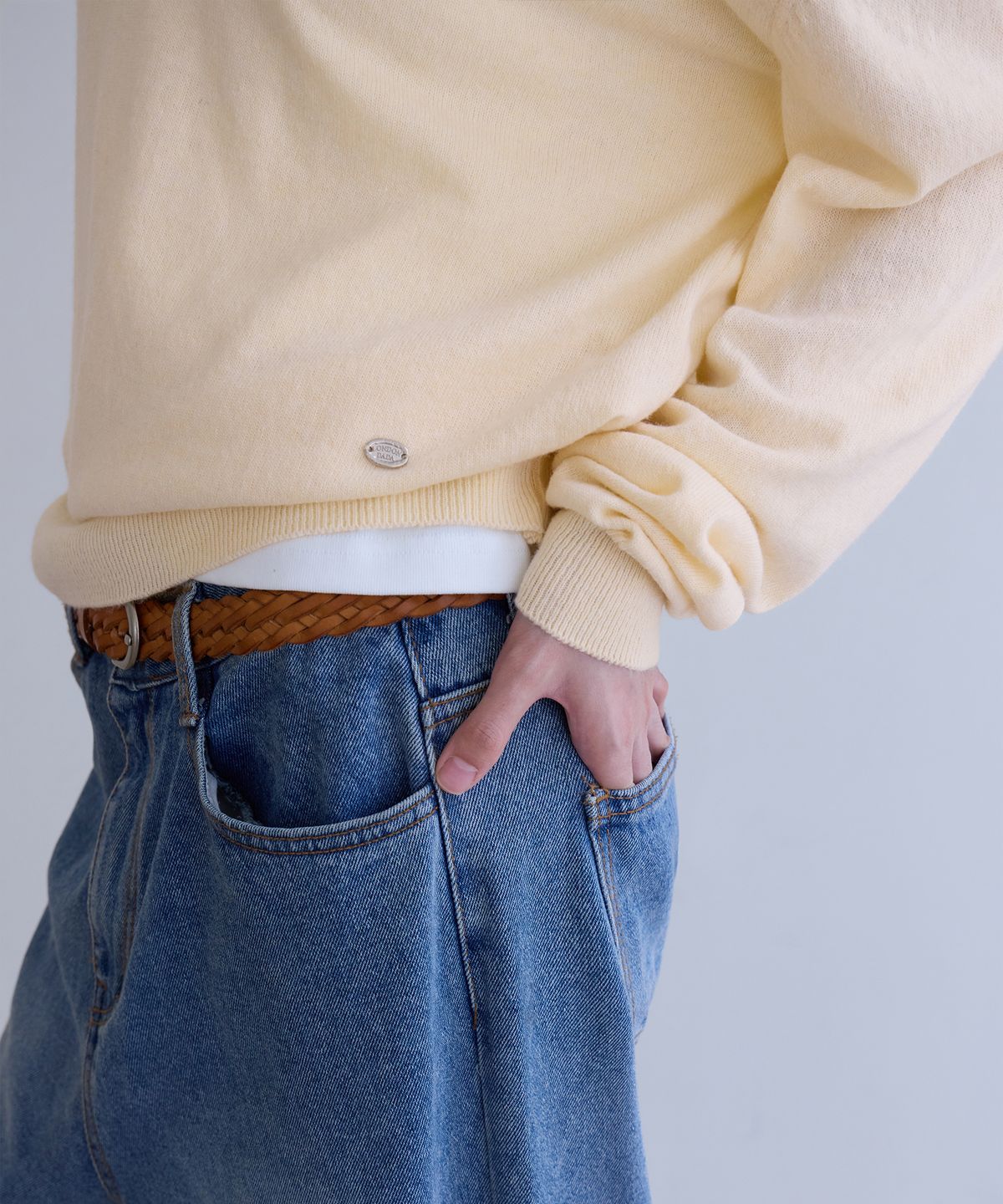 런던다다(LONDONDADA) Cashmere Merino V-Neck Knit, LEMON