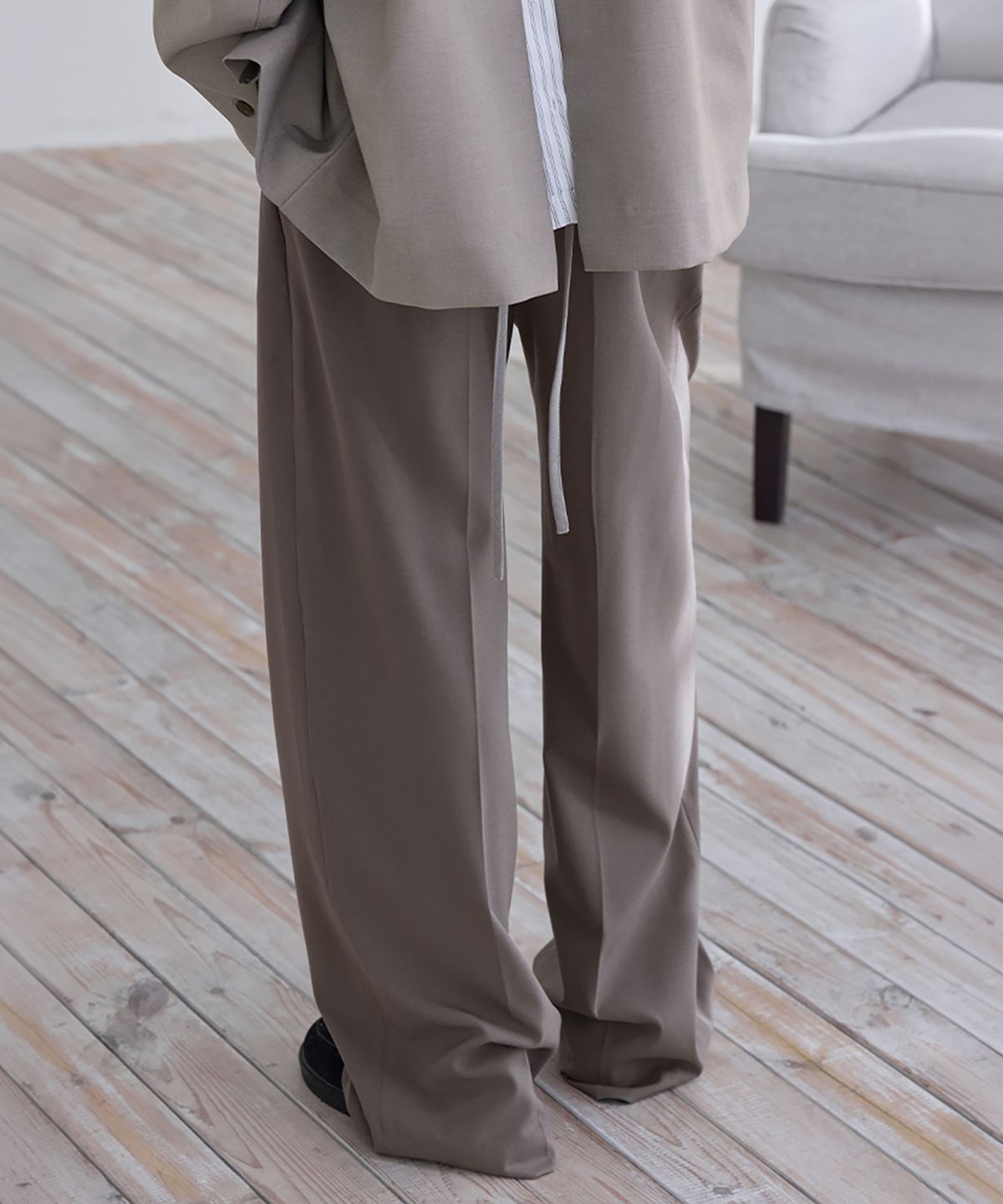 런던다다(LONDONDADA) Sagging Layered Slacks, BROWN